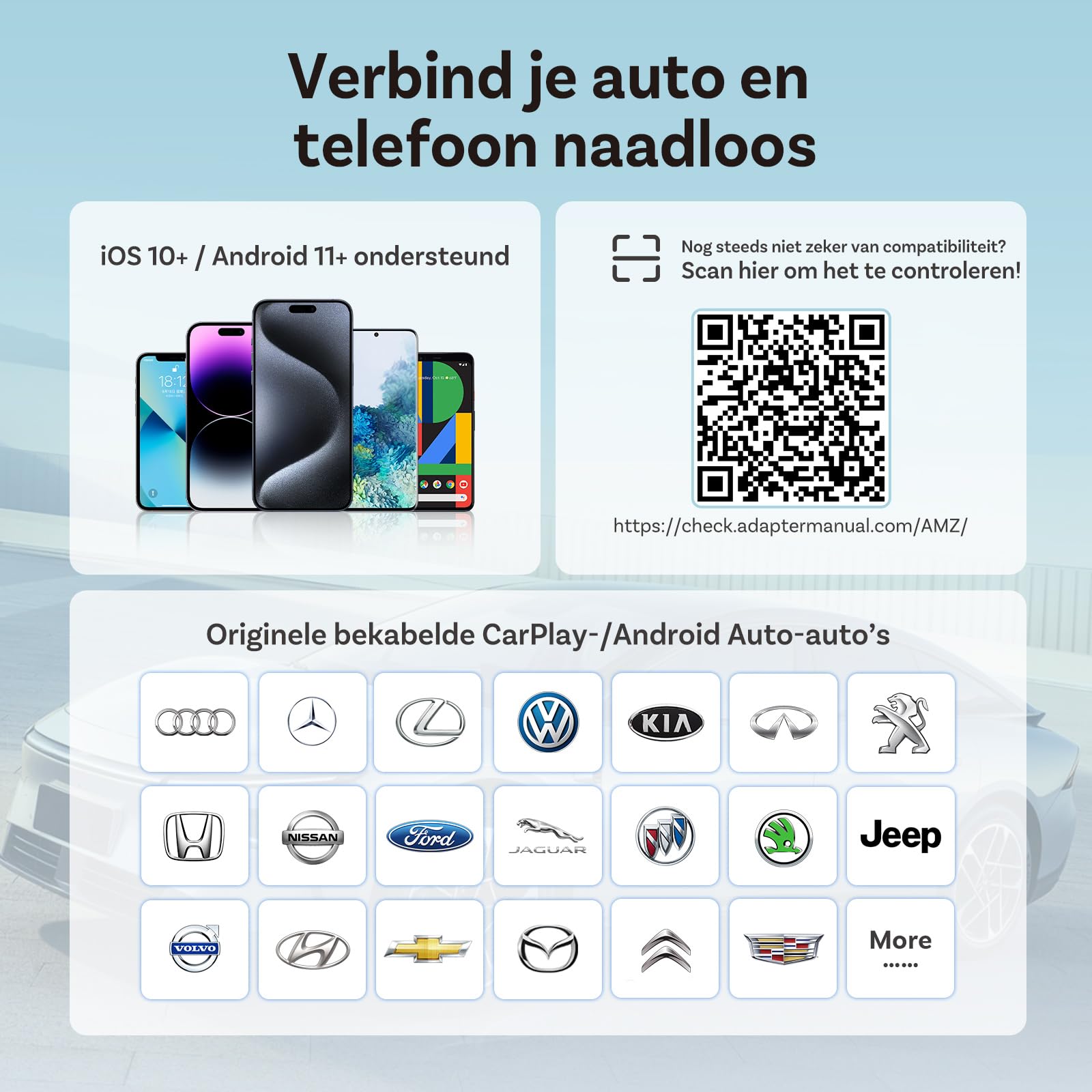 (2026 Ulepszona) OTTOCAST Bezprzewodowy Adapter CarPlay i Android Auto 2 w 1, Ottocast Mini Slim dla iOS 10+ i Android 11+, Wielu Użytkowników, Plug & Play, Szybkie Połączenie