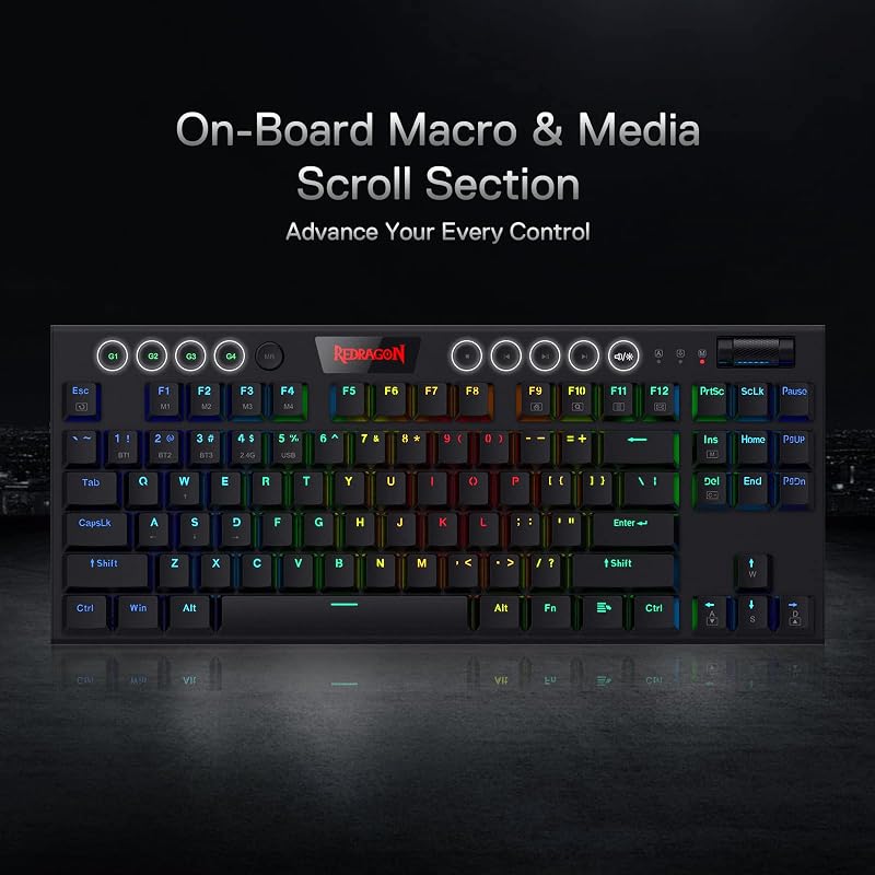 Redragon K621 Horus TKL RGB mechanikus gaming billentyűzet, vezeték nélküli és vezetékes