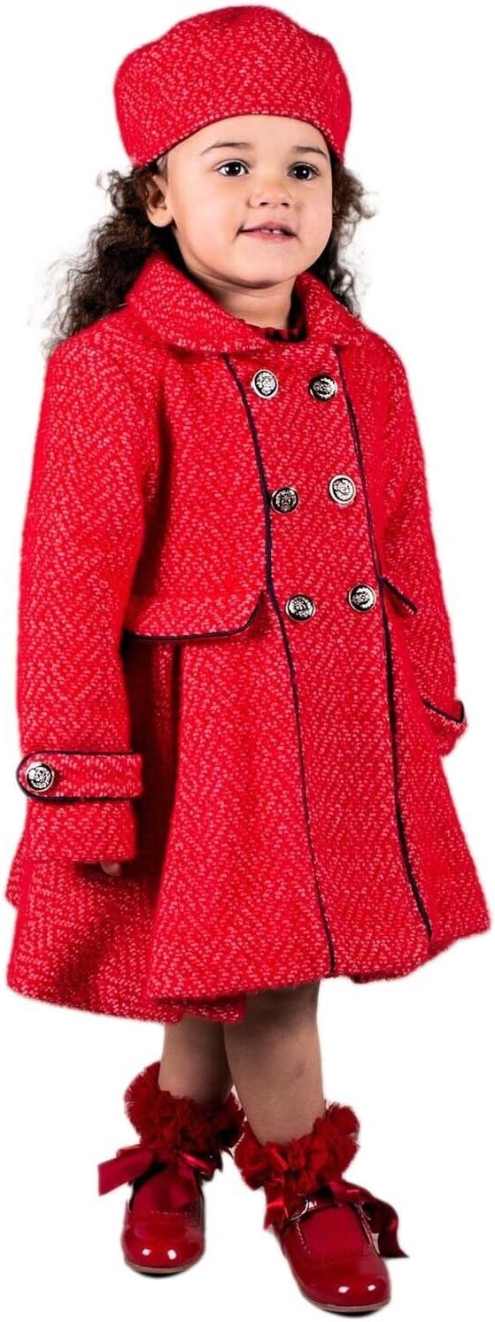 SIRRI Girls Tweed Effect Double Breasted Midi Dressy Coat 2 Piece Set Formal Midweight Jacket outerwear