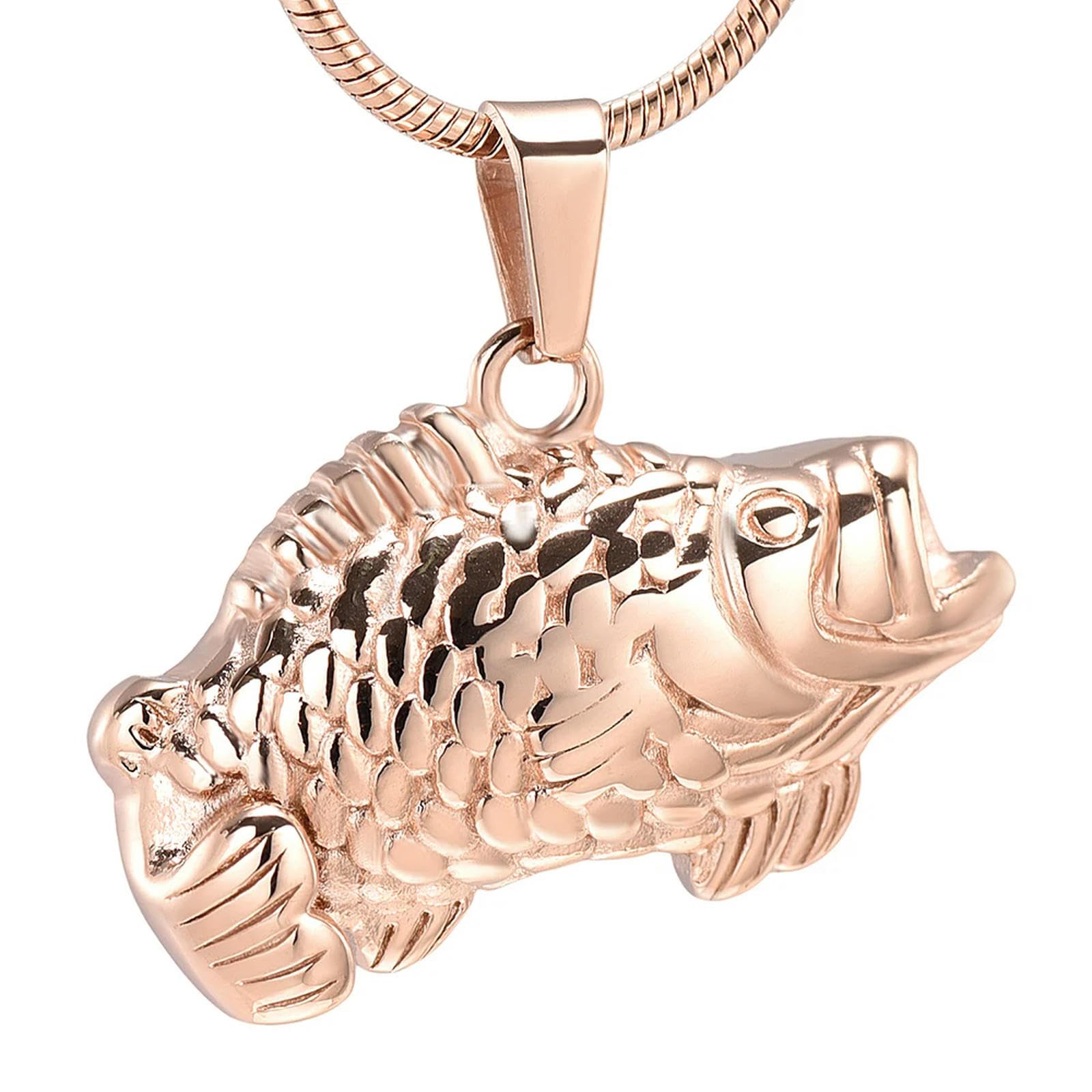 Collier urne poisson acier inoxydable or rose souvenir animaux