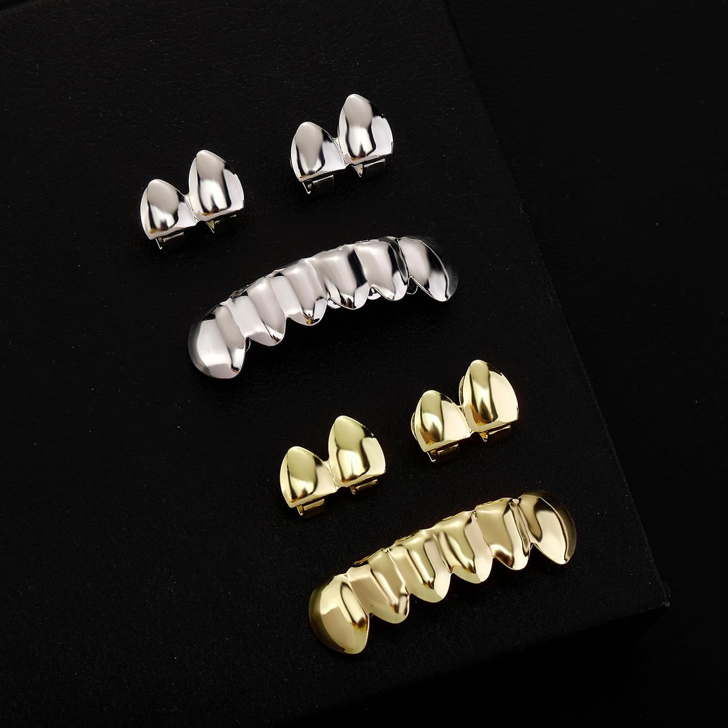 1 Set Gold Grills for Your Teeth Grillz for Men Teeth women Tooth Cap Grillz for Women Golden Tooth Mouth Grills 4 Upper 6 Lower Tooth Hip Hop Outfits Custom Accessory