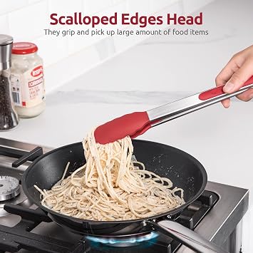 U-Taste Kitchen Tong for Cooking, 600oF Heat-Resistant Silicone, 12in/Red