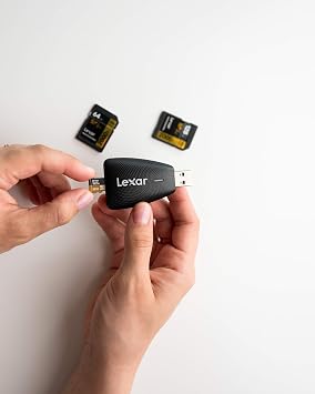 Lexar Multi Card 2 in 1 USB 3.1 Reader, up to 312 MB/s for UHS-I UHS-II SD/Micro SD Card, Compact Portable Card Reader with High Speed Transfer, compatible with USB 3.0/2.0 (LRW450UBAMZN)