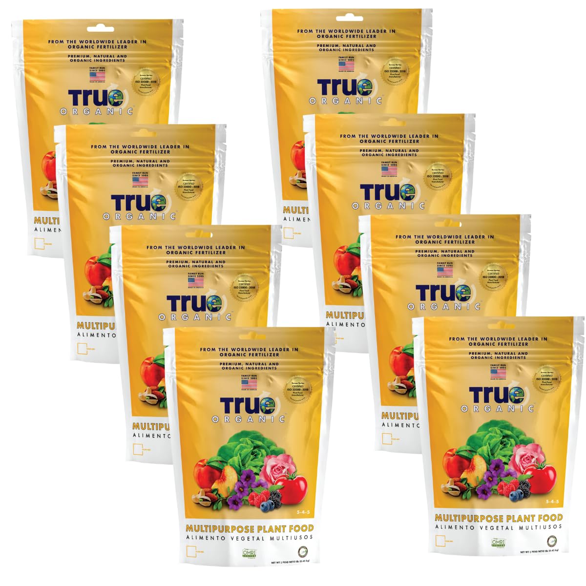 True Organic Multipurpose Plant Food – All-Natural Fertilizer for Fruits, Vegetables, Flowers, and Herbs – Perfect for Small Gardens and Containers- Case of 8