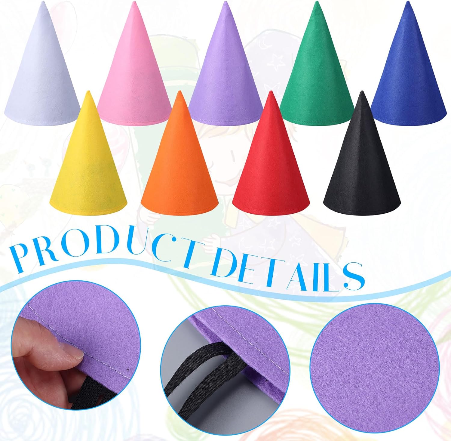 Crayon Gnome Hats Felt Conical Dwarf Cap for Halloween Xmas Costume Cosplay Accessory Back to School - Image 3