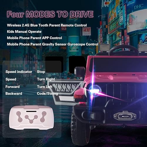 Miniatura 2 de Camión eléctrico de 12 V para niños con control remoto para padres, vehículos motorizados a batería, 1-3 años de edad, Bluetooth, luces LED, ruedas