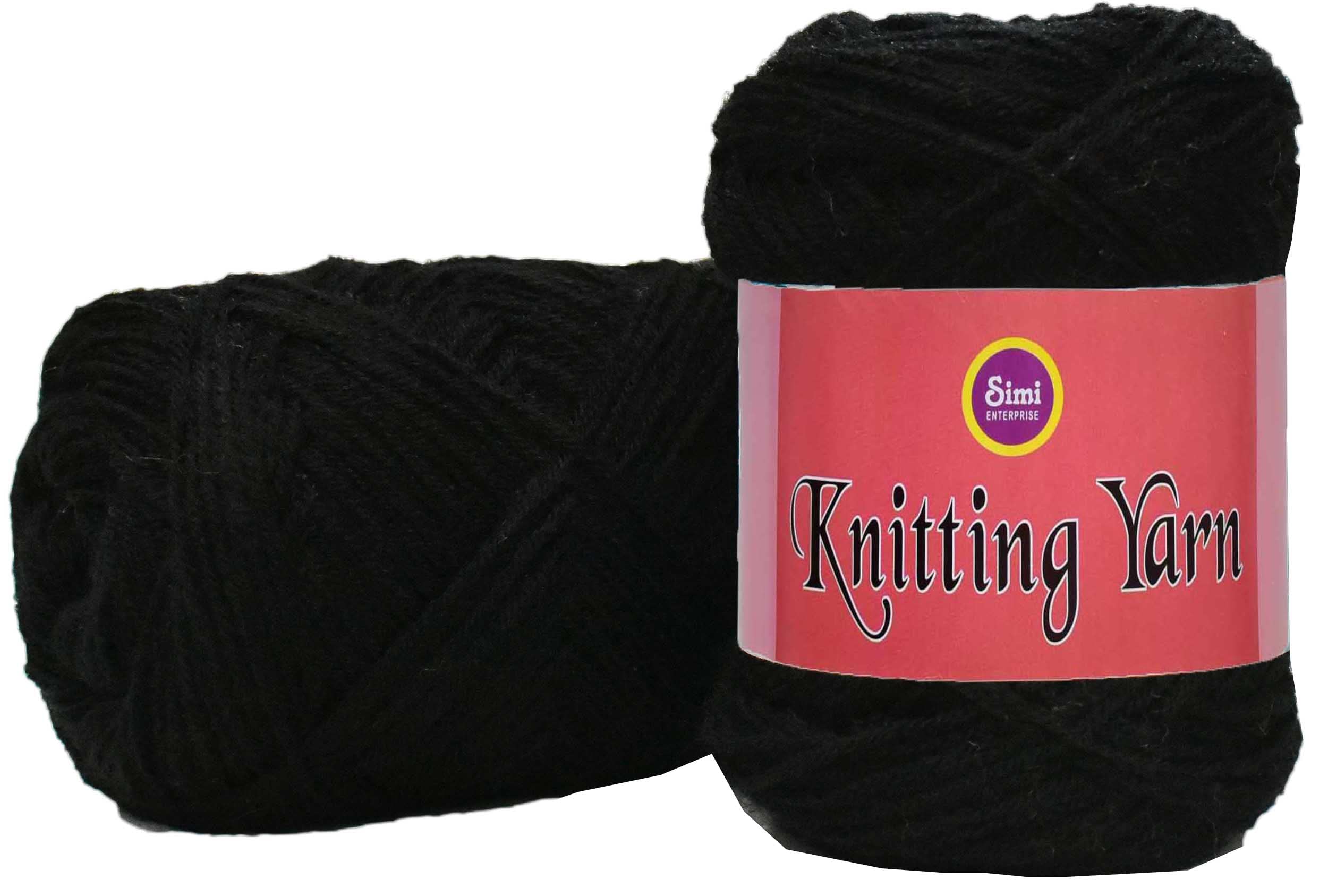 SIMI ENTERPRISE 100% Acrylic Wool Black 200 GMS Wool Ball Hand Knitting Wool/Art Craft Soft Fingering Crochet Hook Yarn, Needle Knitting Yarn Thread Dyed-DB Art-AHI