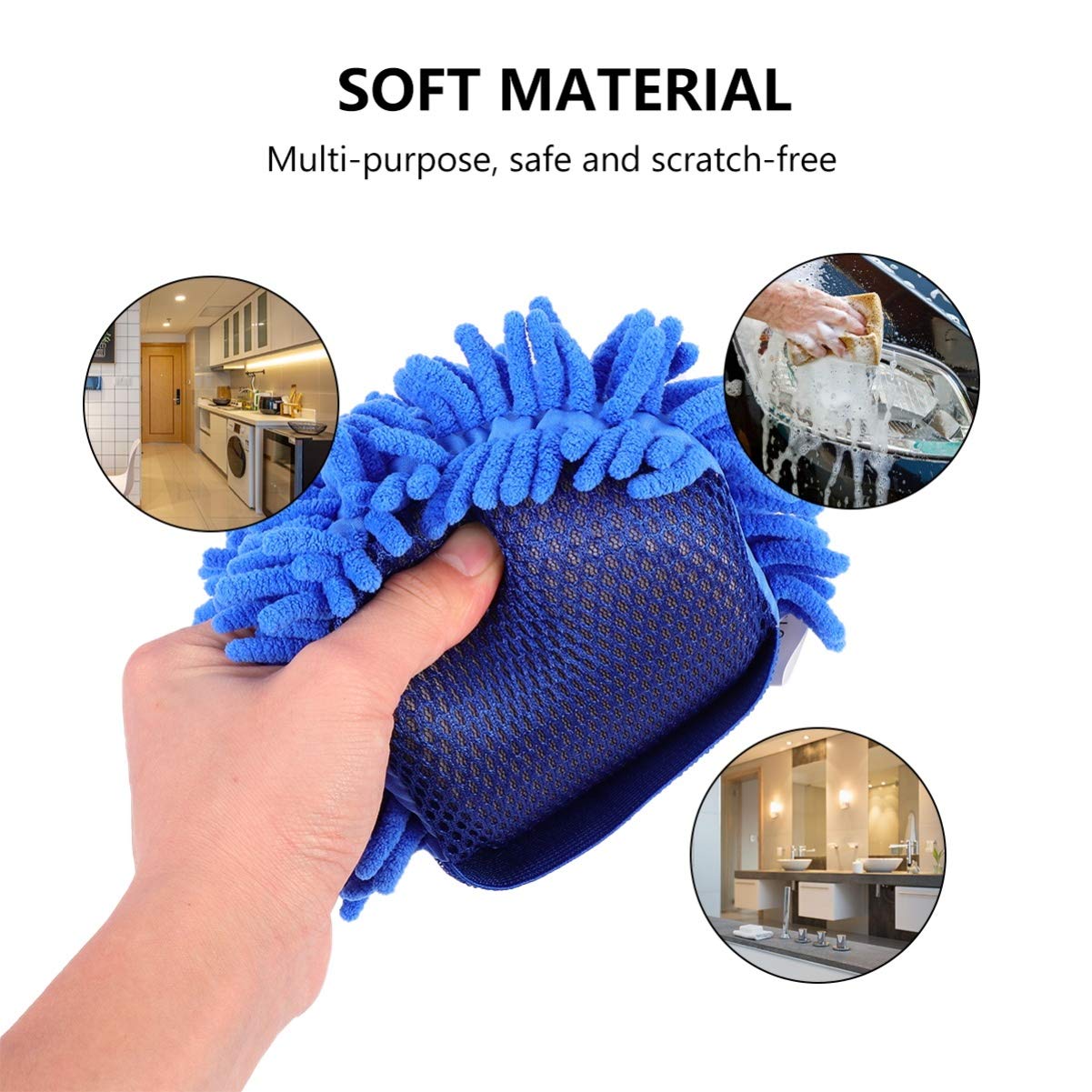 2 Guanti Lavaggio Auto In Microfibra - Antigraffio, Doppia Faccia, Polsino Elasticizzato - Foto 10