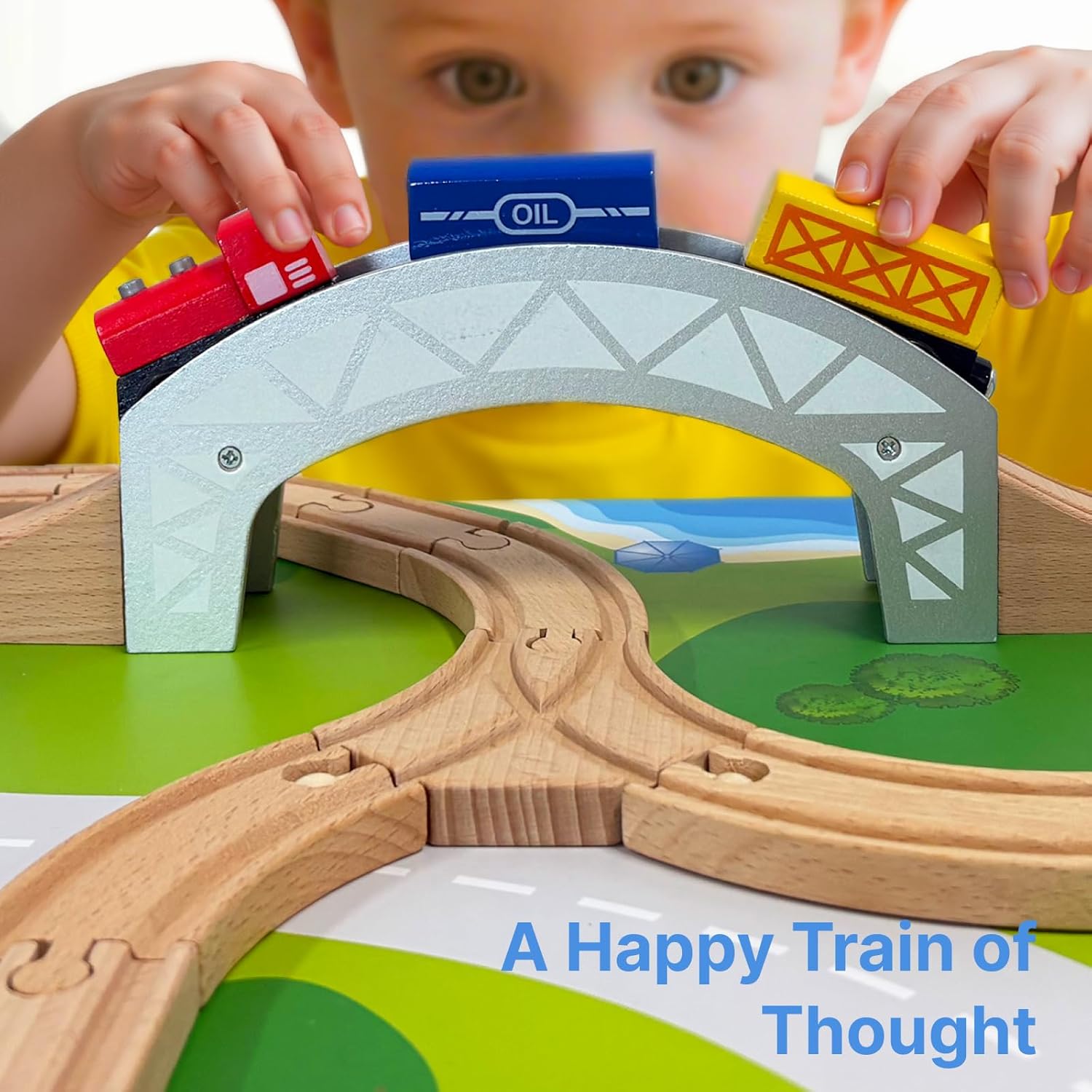 2-in-1 Train Set & Building Block Table for Toddlers, Reversible Activity Desk with Storage, Compatible with Lego Duplo & All Major Brands, Ultimate STEM Toy