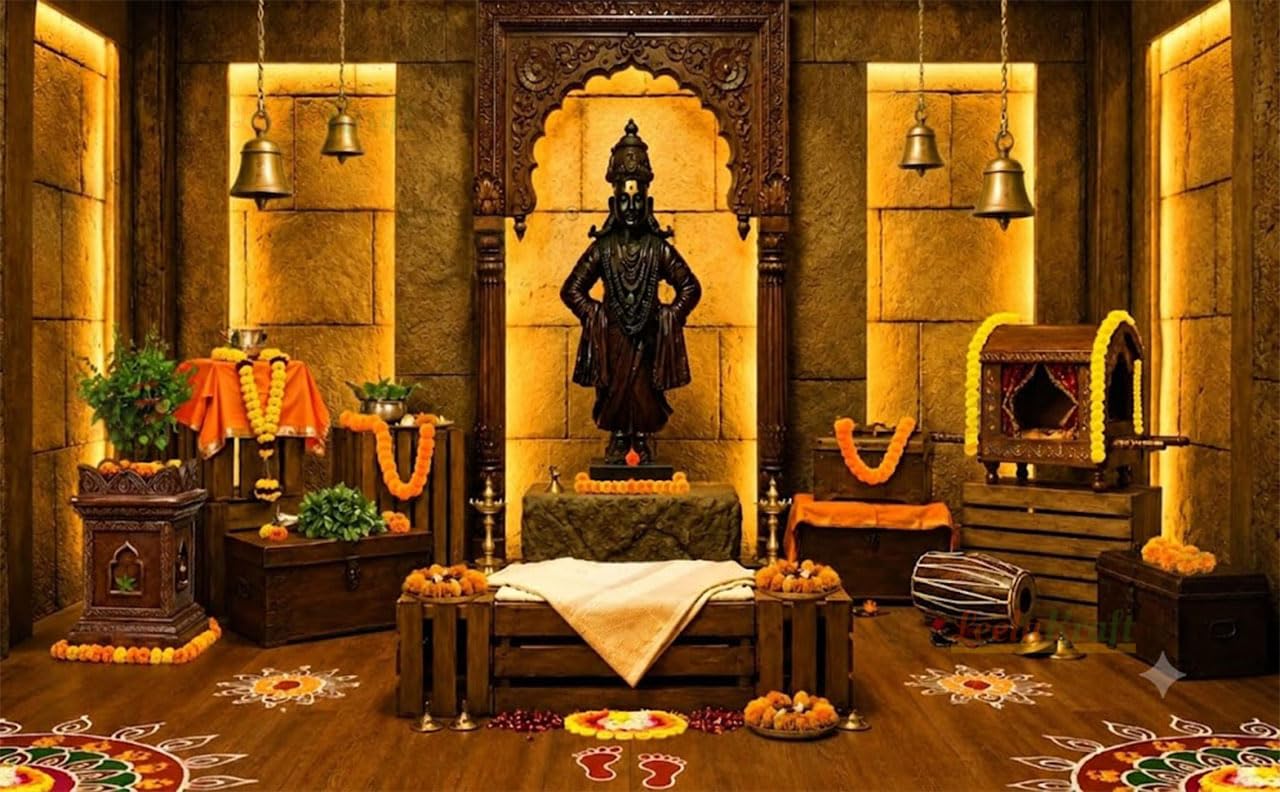 LEELA KRAFT Vittala Adavala Backdrop Cloth (5x8 Feet) | Traditional Pooja Decoration Background Curtain | For Festivals, Functions, Ceremonies & Home Décor-image-42