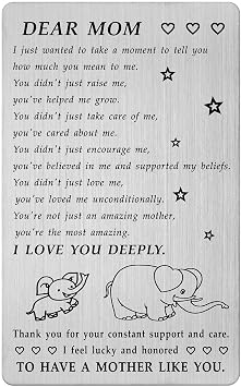 BAZLJY Mothers Day Gifts for Mom - Steel Engraved Gifts for Mom Mothers Day Card from Son Daughter