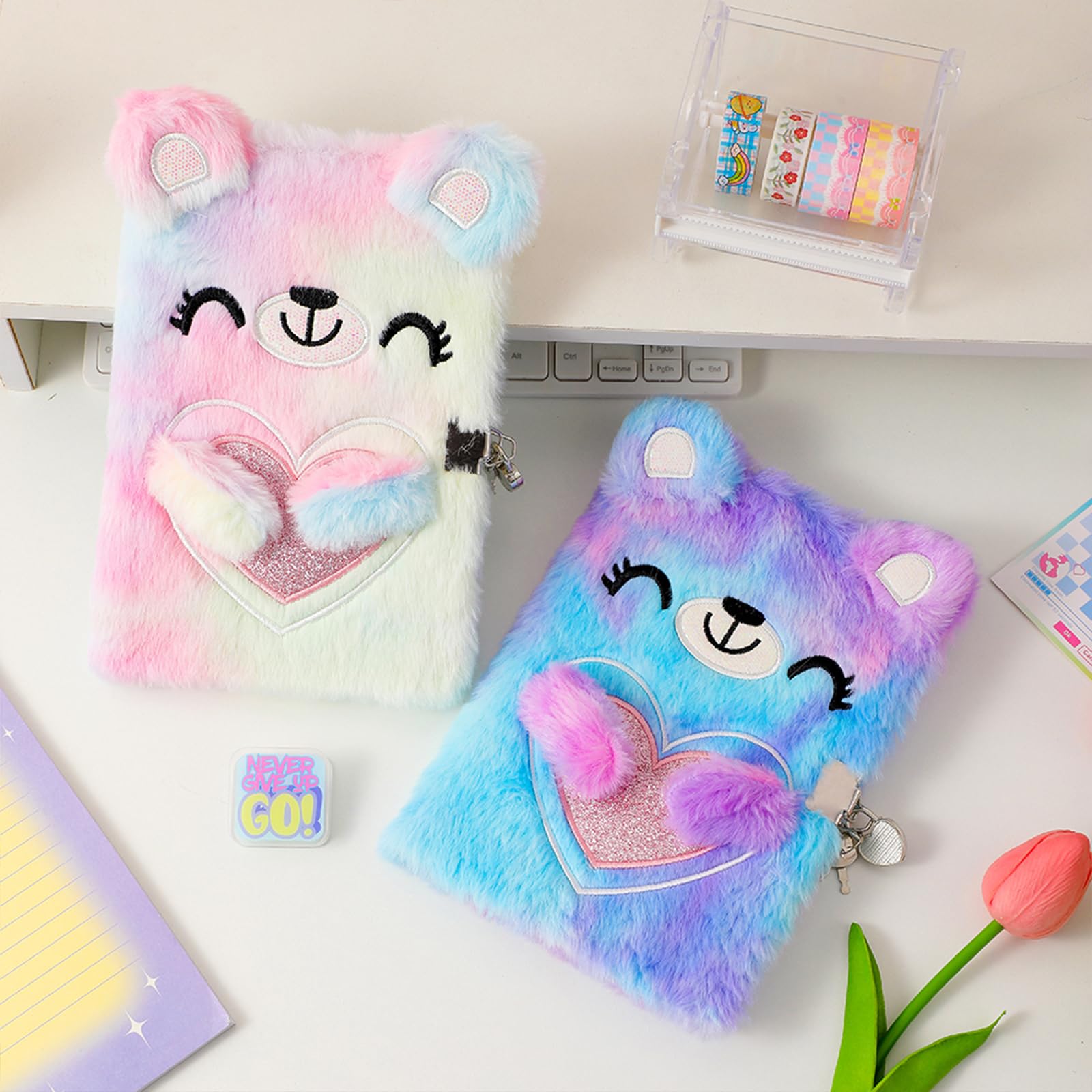 Journal Intime Fille avec Cadenas Carnet Secret Cadeau Fille Ours de dessin animé Multicolore