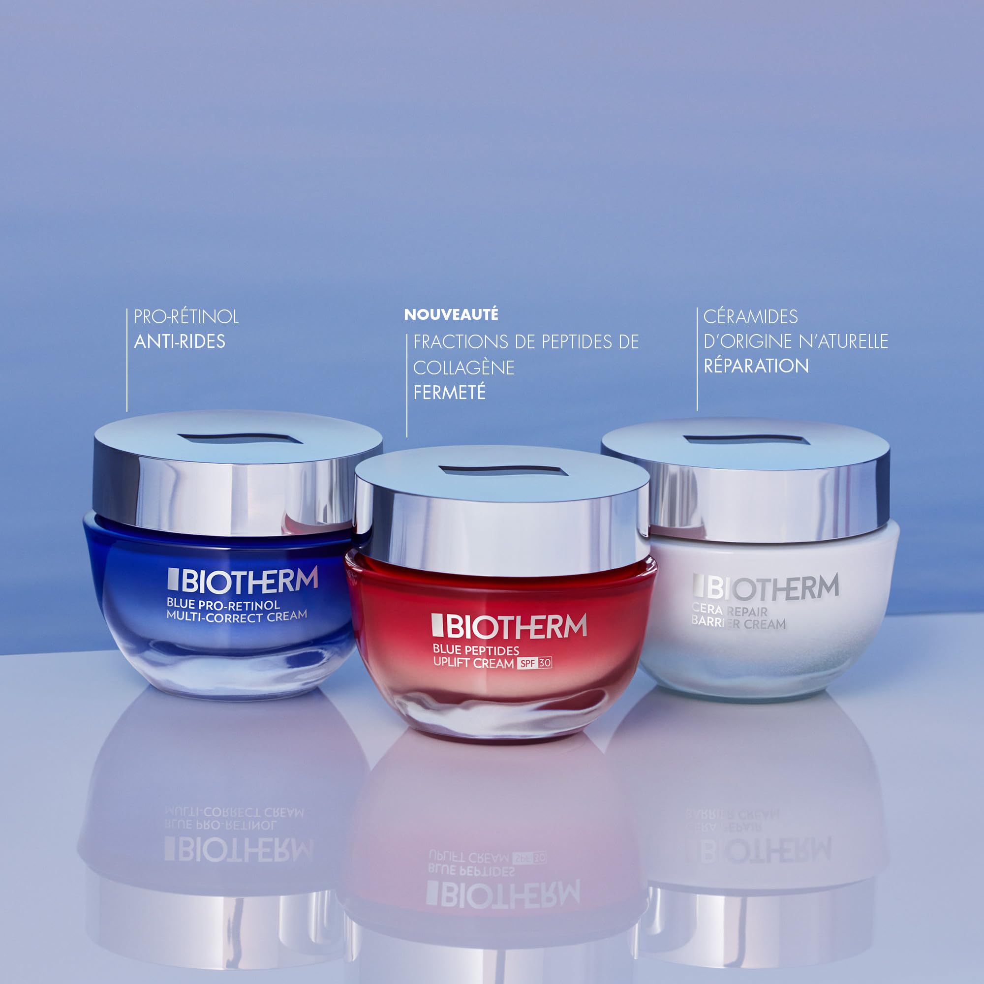 BIOTHERM - Blue Peptides Uplift Crème Jour Anti-Âge et Fermeté SPF30 - Anti-Rides - Haute Protection Solaire - Enrichi En Peptide de Collagène - Tous Types de Peaux - 50 ml