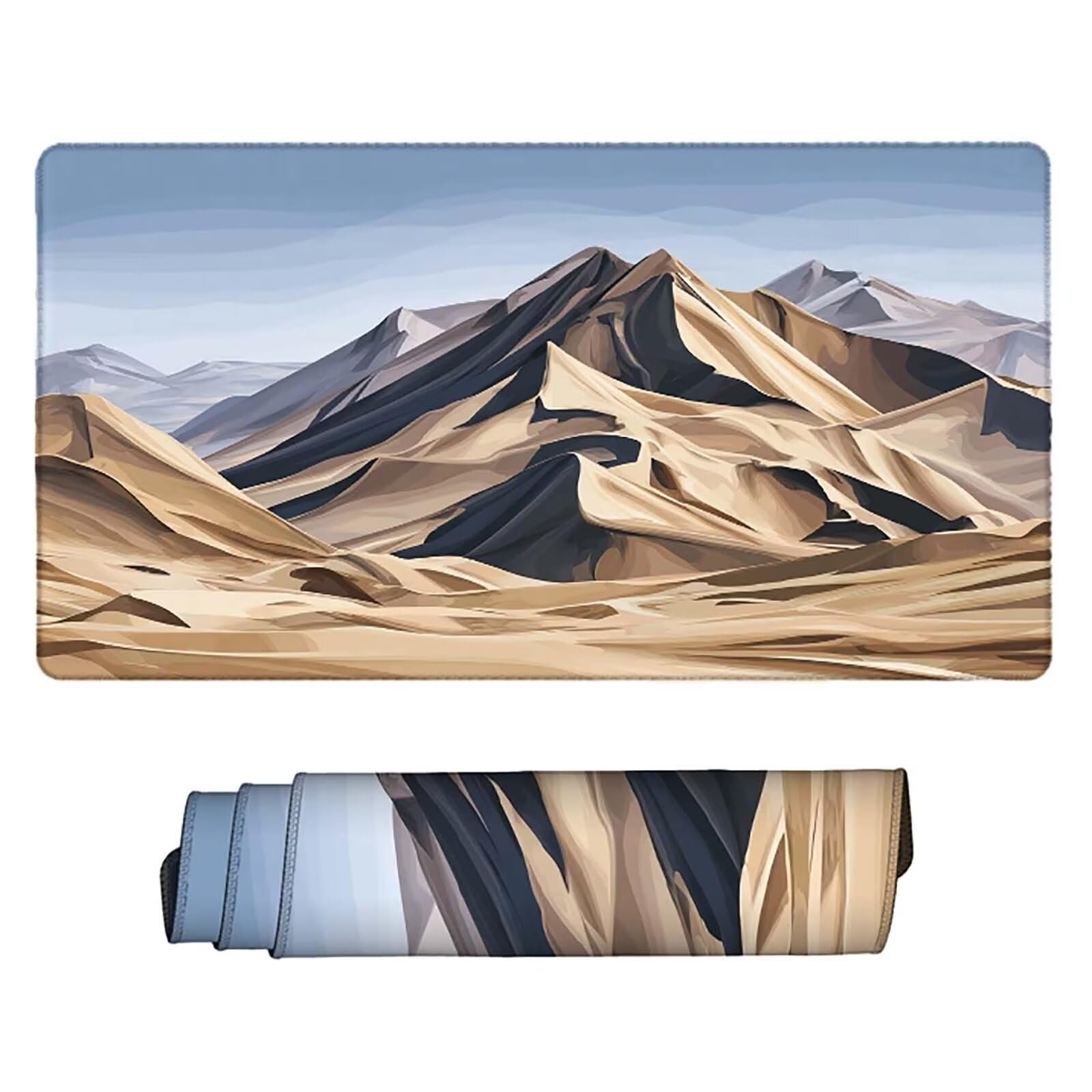 Tappetino Mouse XXL 1000x500mm Grigio Mousepad Deserto Tappetino Scrivania Grande, con base in Gomma Antiscivolo, Impermeabile Sottomano Scrivania per Computer, Accessori Gaming Mouse Pad 5-172m