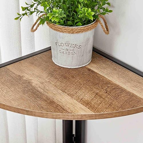 Miniatura 4 de FATORRI Estantería de madera y metal y estante de esquina para el hogar (roble rústico)