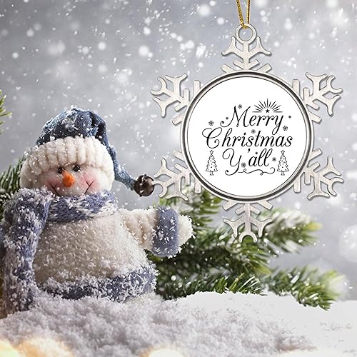 Miniatura 5 de Merry Christmas Y'all Ornament for Christmas Tree Decor Funny Christmas Quotes Novelty Metal Snowflake Christmas Ornaments Gift New Year Seasonal