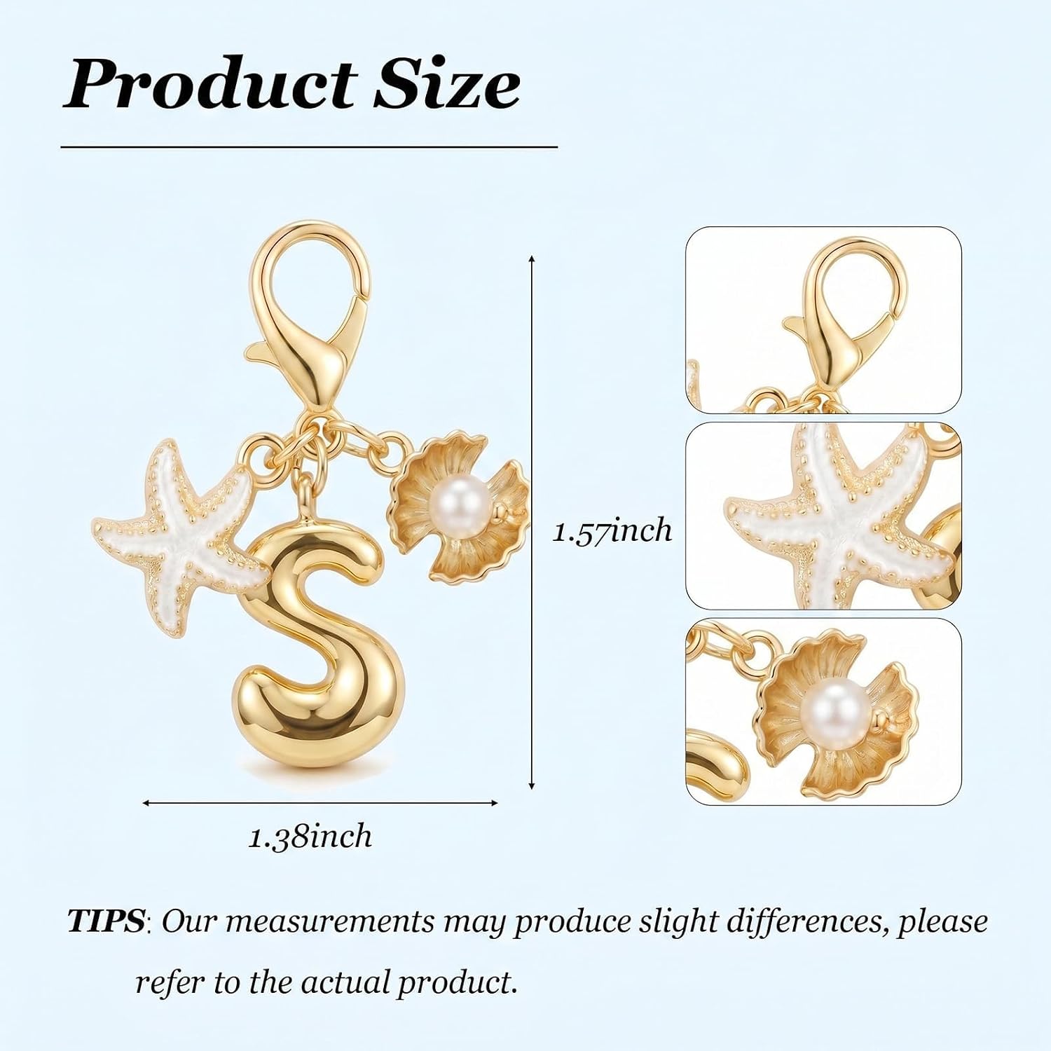 Angyape Bubble Letter Initial Keychain for Women Summer Beach Keychain Gold Bag Charms for Handbags Purse Accessories Gifts image 5