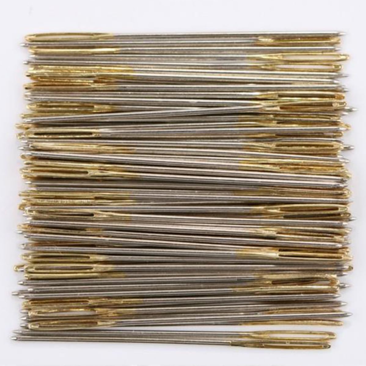100pcs Cross Stitch Blunt Embroidery Needles, Golden Stainless Steel