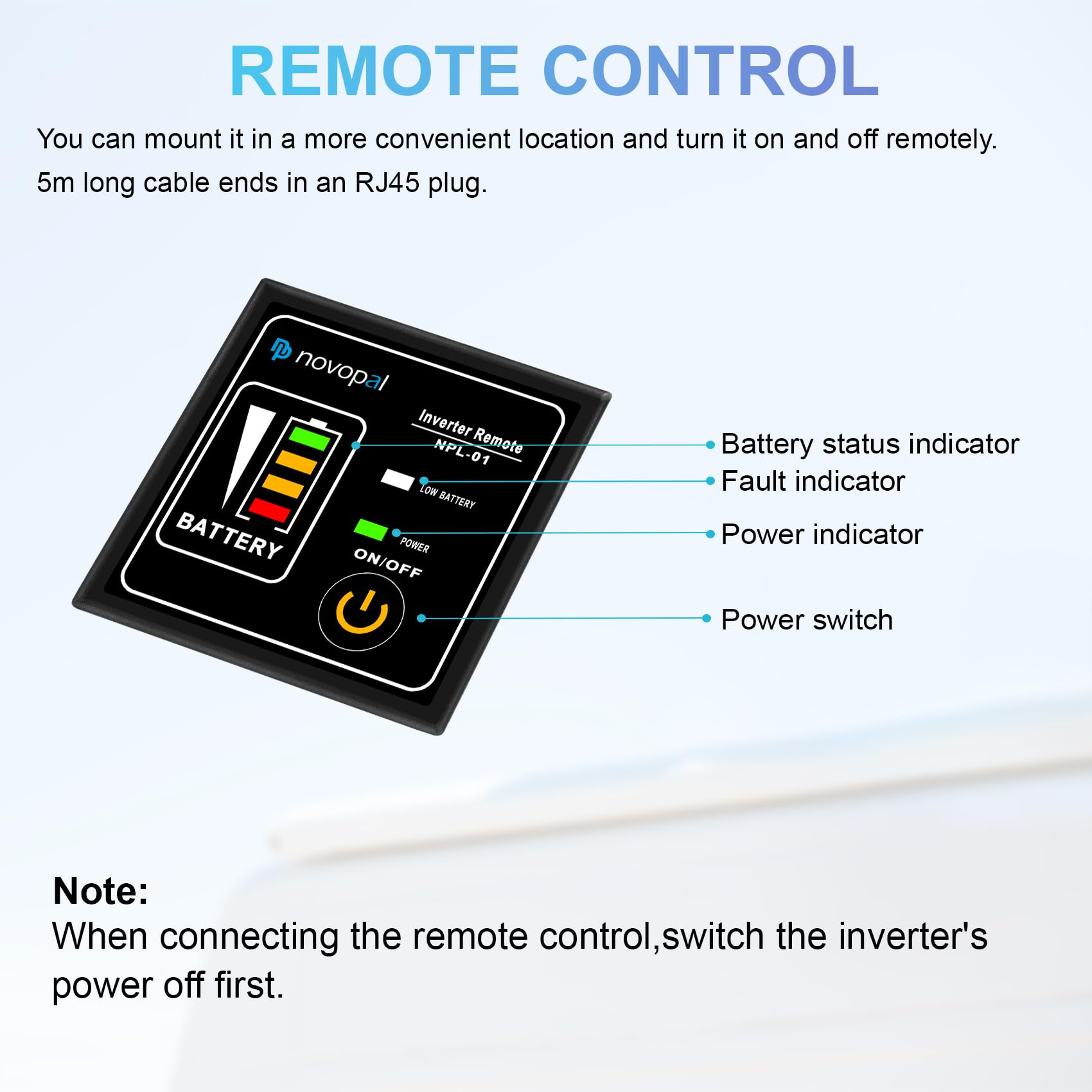 NOVOPAL 1000W Convertitore puro Sinus -DC 24 V a AC 220 V/230 V Inverter con display LCD e telecomando -Potenza di punta 2000 W Trasformatore di tensione