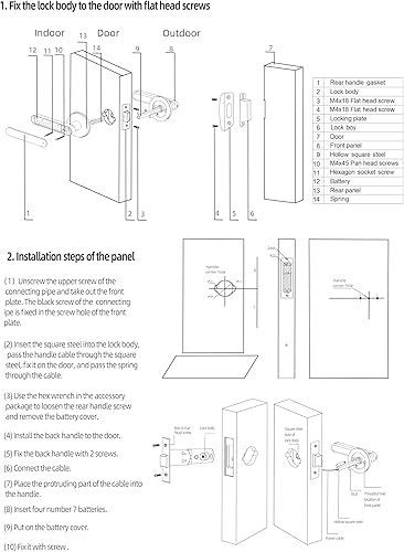 Miniatura 7 de MINIA Pomo de puerta de huellas dactilares, cerradura de puerta inteligente, perilla de puerta inteligente con asa, cerradura de puerta de entrada