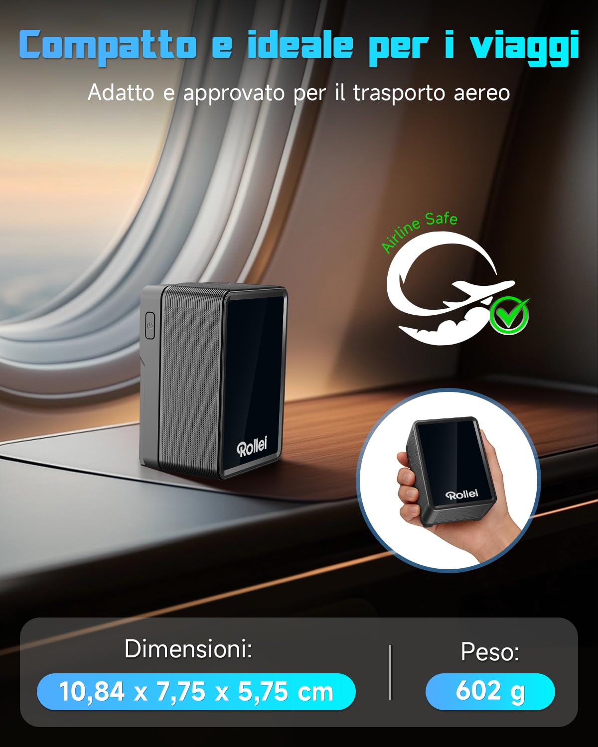 Batteria V-Mount Rollei V2 Pro 99Wh, 6400mAh/14.4V V Mount Battery con Ricarica Rapida USB-C PD 100W Batteria V-Lock con Display/Luce LED e Porte 2 USB-C/D-Tap/BP/USB-A/DC, Batteria-V-Mount-Battery