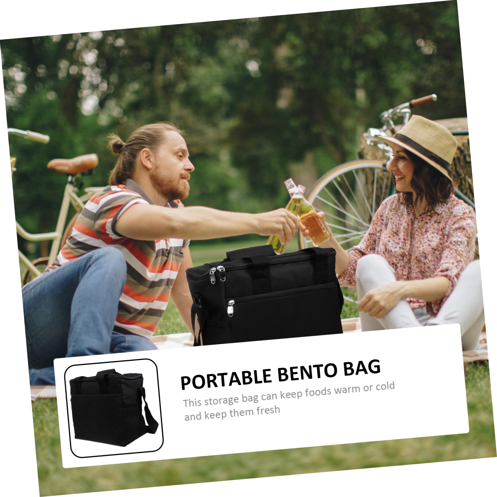 ABOOFAN 1pezzi Borsa Termica Riutilizzabile per Alimenti da Asporto Grande Capacità per Conservazione del Calore Marsupio Borsa per Pranzo Bento Portatile per Conservazione della Freschezz