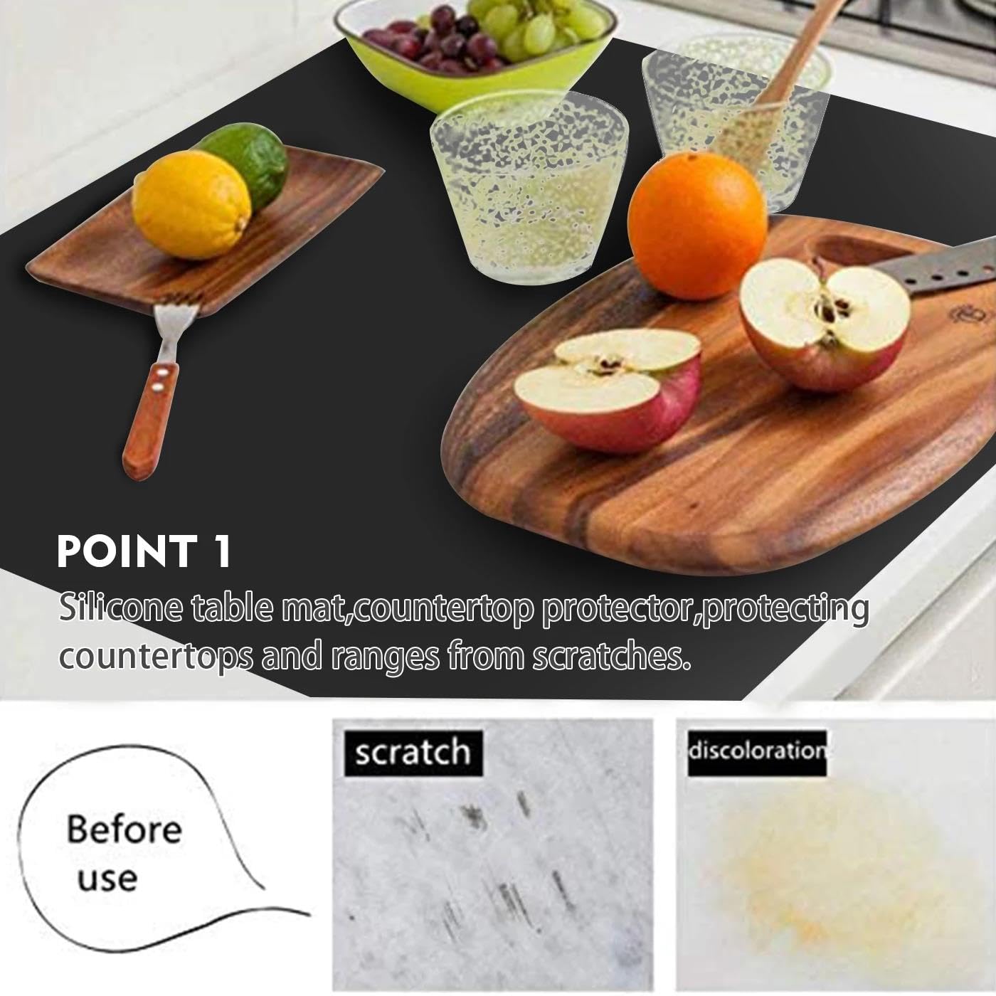 Tapis De Protection De Comptoir De Cuisine Napperon De Couleur Unie Imperméable Et Résistant À L'huile Tapis De Table Antidérapant Polyvalent De Très Grande Taille Isolation Tapis En Silic