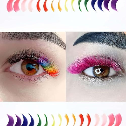 Miniatura 5 de THE LASH SUPPLY Extensiones de pestañas de volumen de color para Halloween, rizo CC, 0.51-0.70 pulgadas de longitud, 0.07 de grosor, rizo natural y