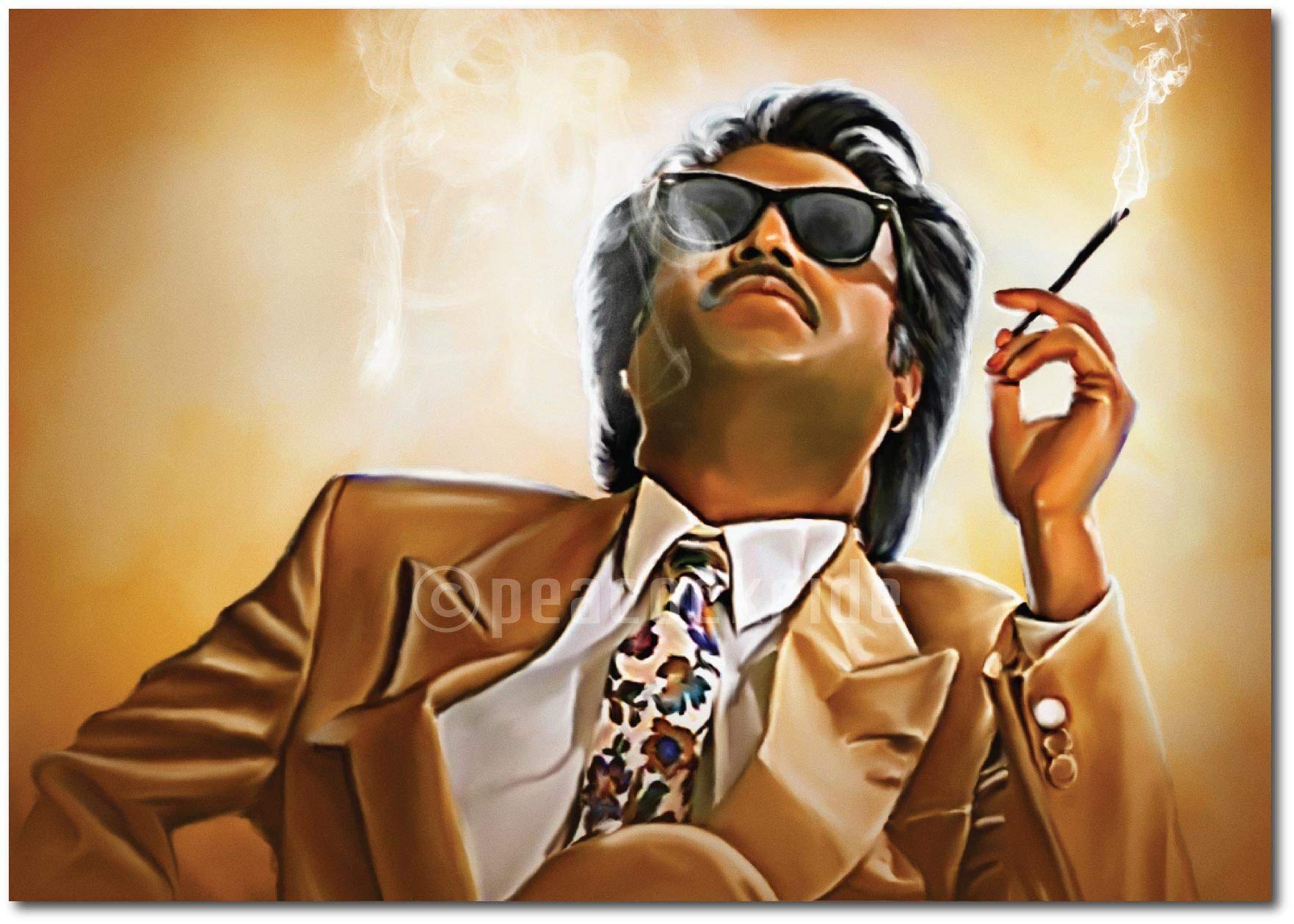 PEACOCKRIDE Rajinikanth - The Boss of Indian Cinema Wall Poster with Matte 250 GSM Paper (Multicolour, A3)