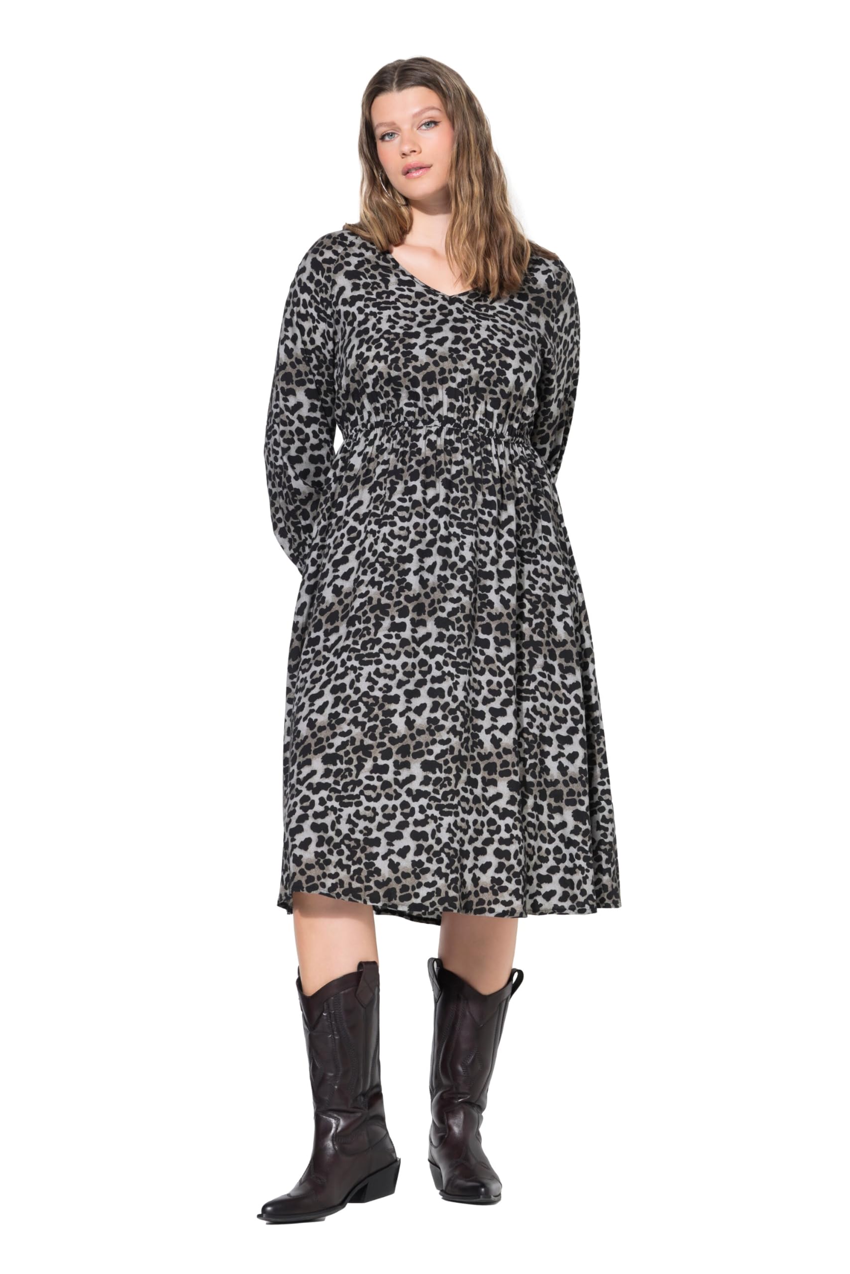 Studio Untold Damen große Größen Übergrößen Plus Size Midikleid, Leo, elastische Taille 843664