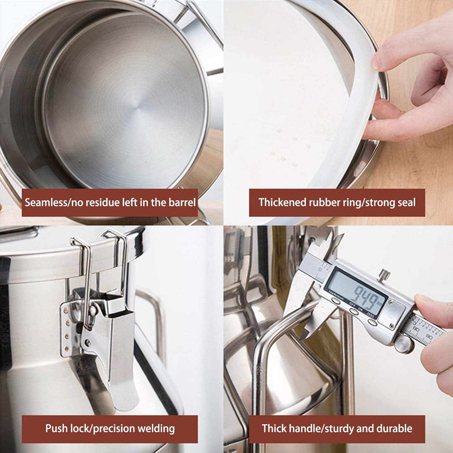 Heavy Duty Farm Milk Can Bucket with Sealed Lid, 304 Stainless Steel Wine Pail Milk Transport Barrels Tote Jug Tea Canister,50L (28l(33 * 48cm))