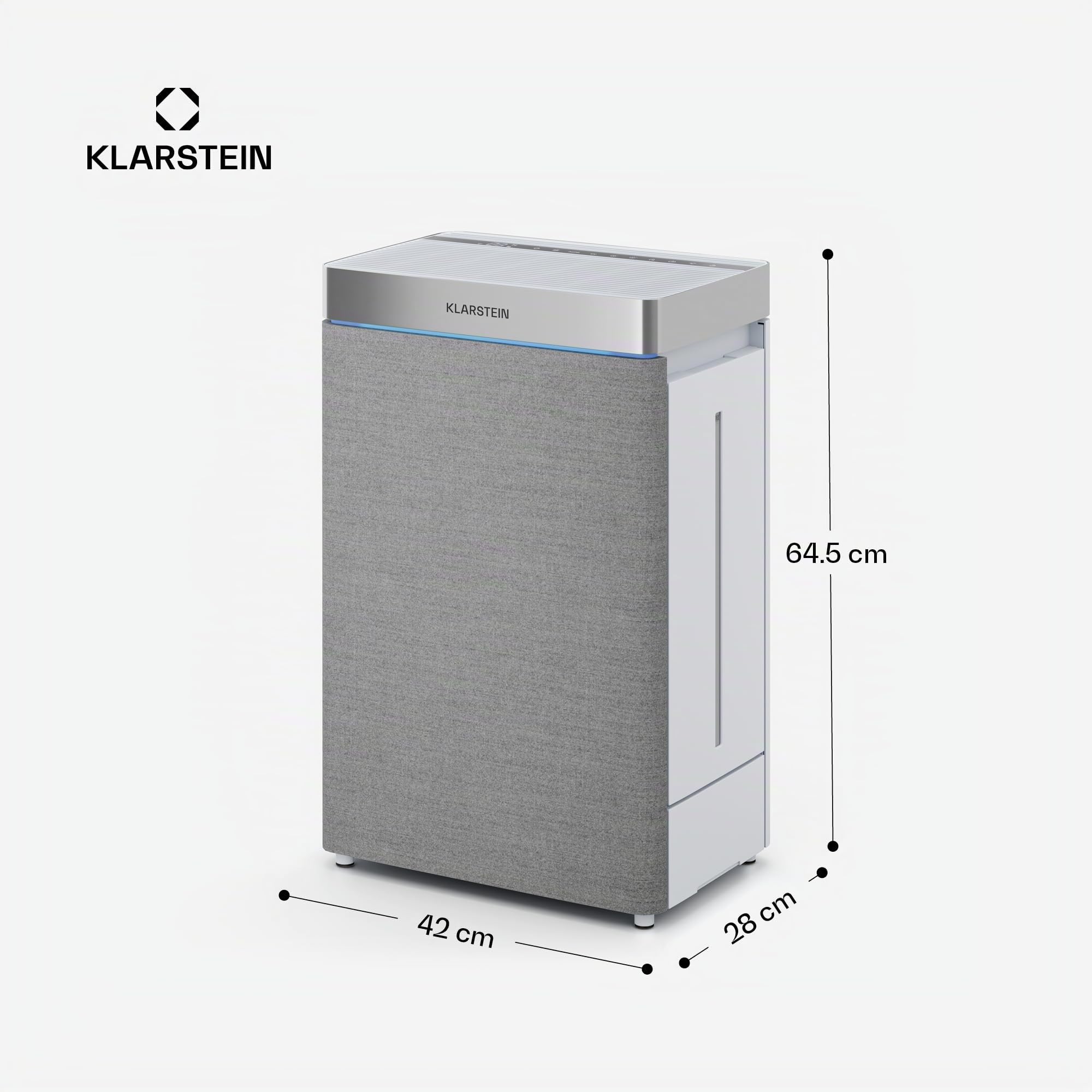Klarstein AireLux Purificador de Aire con Filtro HEPA – Filtro de Carbón Activado, CADR 400 m³/h, Control WiFi, Silencioso, UV-C, Para Habitaciones Hasta 60 m², Depósito 6.2L