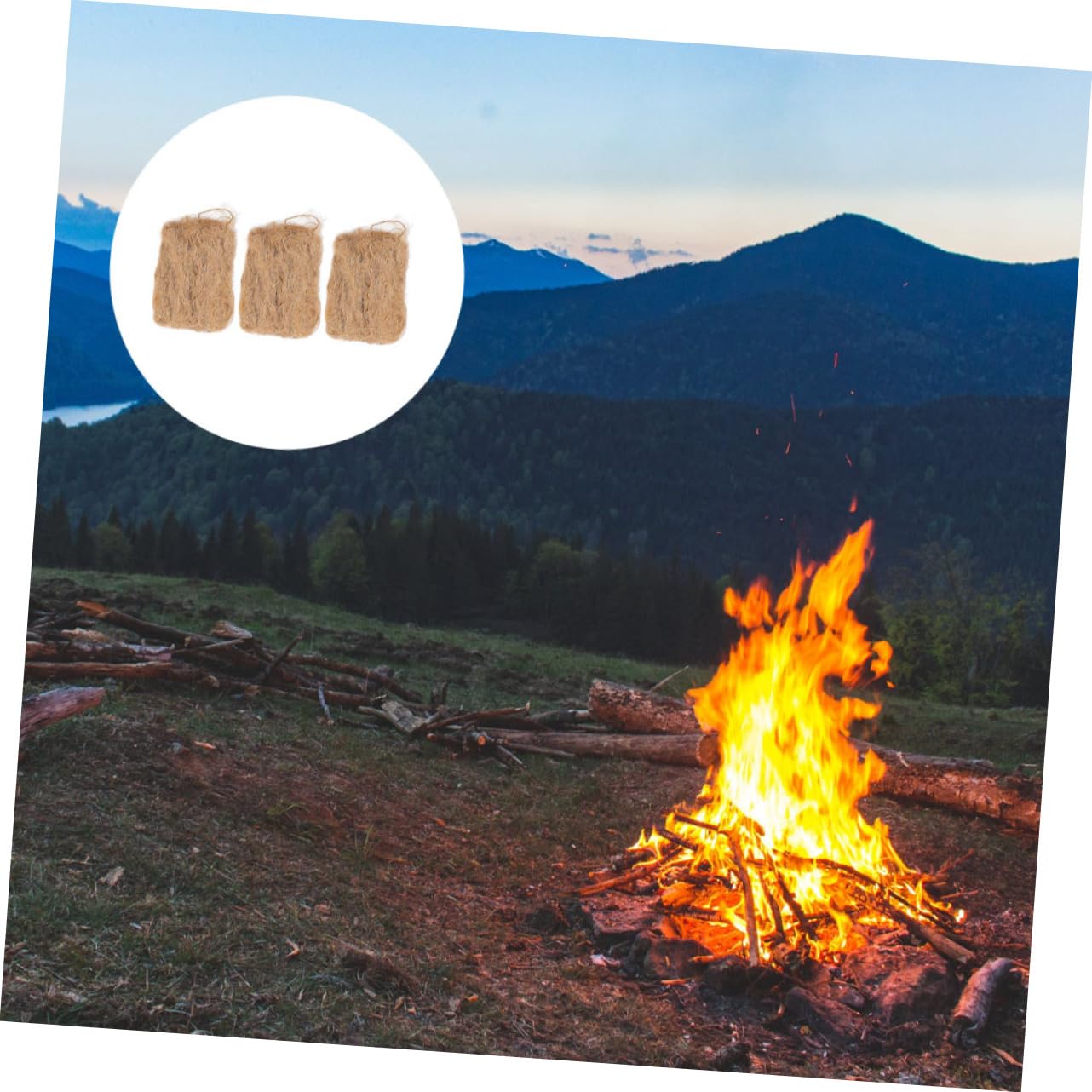 POPETPOP 12 Pièces Soie de Jute - Accessoire de Camping Accessoire de Survie Cordon Allume-feu Outils de cheminée Accessoires de grillade Accessoire Allume feu