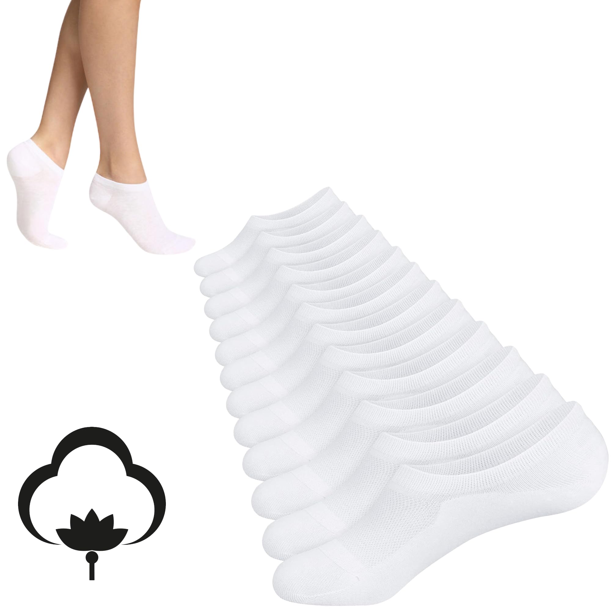 NAGAD 6 Pares de Calcetines hombre y mujer invisibles cortos transpirables de algodon - socks invisibles - Pinkis tobilleros finos y ultra suaves antideslizantes