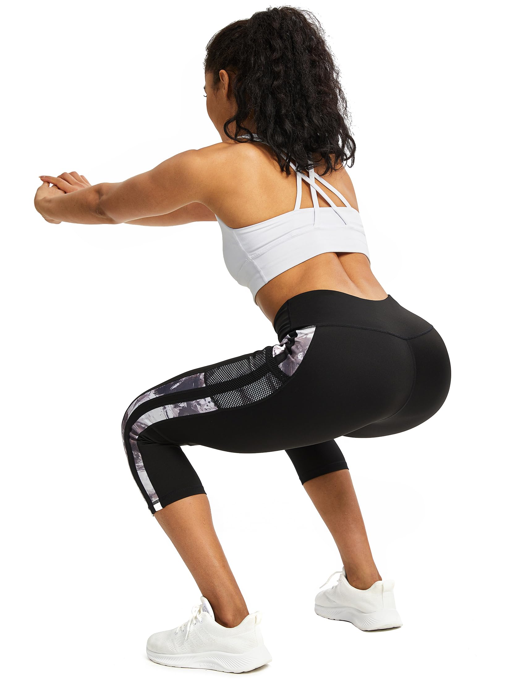 Leggings para mujer 3/4 pantalones de chándal para mujer con bolsillos, pantalones deportivos para mujer, 3/4 opacos, pantalones de fitness para mujer