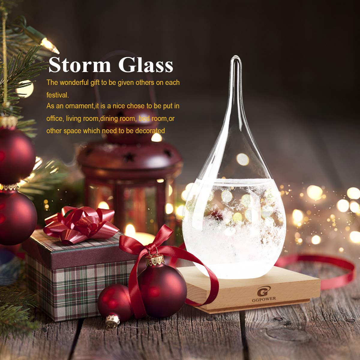 Storm Glass Cool Unusual Gifts Storm Glass Weather Predictor Snow Globes for Adults Galileo Thermometer Indoor Creative Forecast Nordic Style Decorative Weather Gifts