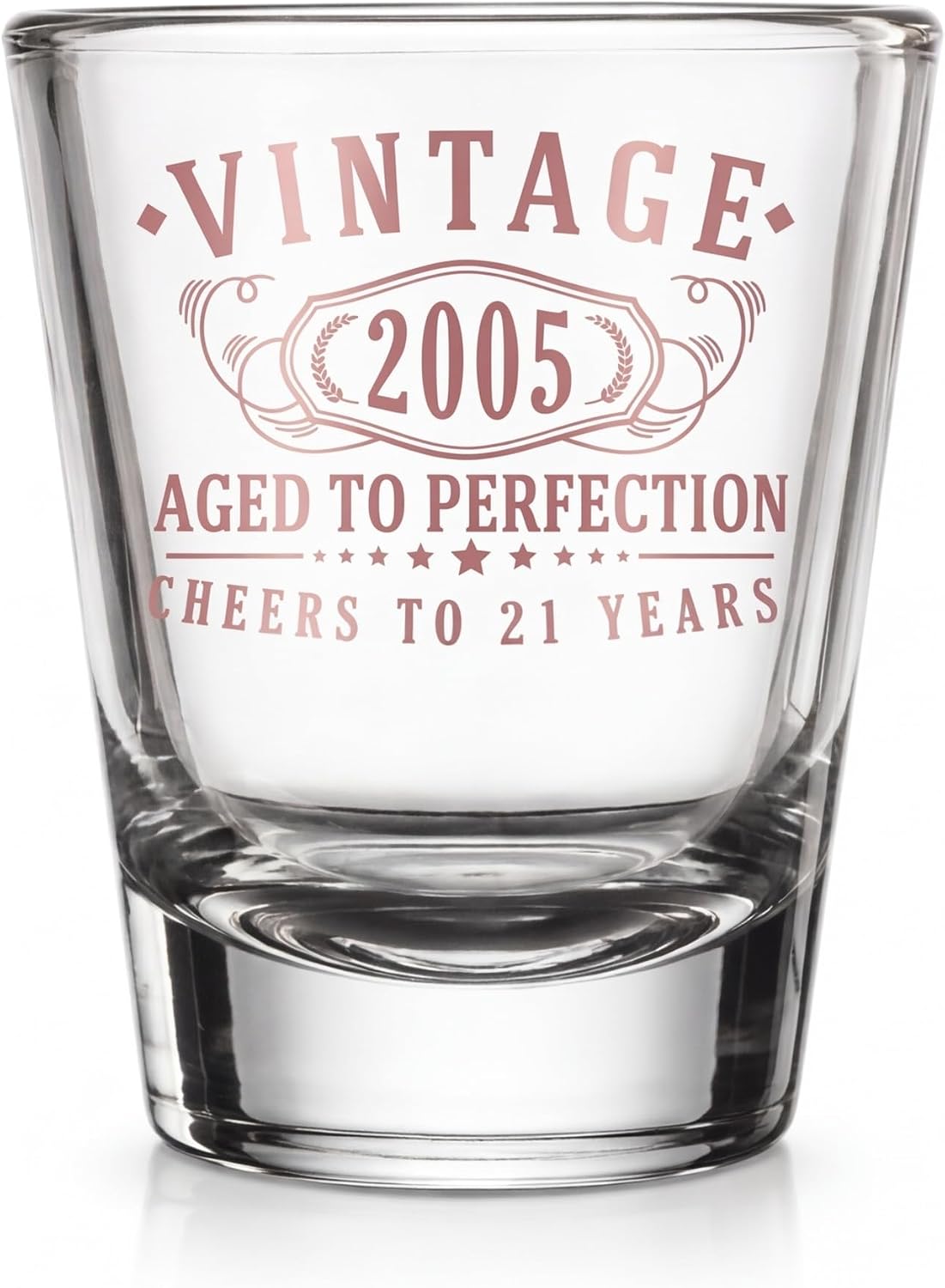 Rose Gold 21st Birthday Shot Glass 2005 Vintage Gift for Her Women