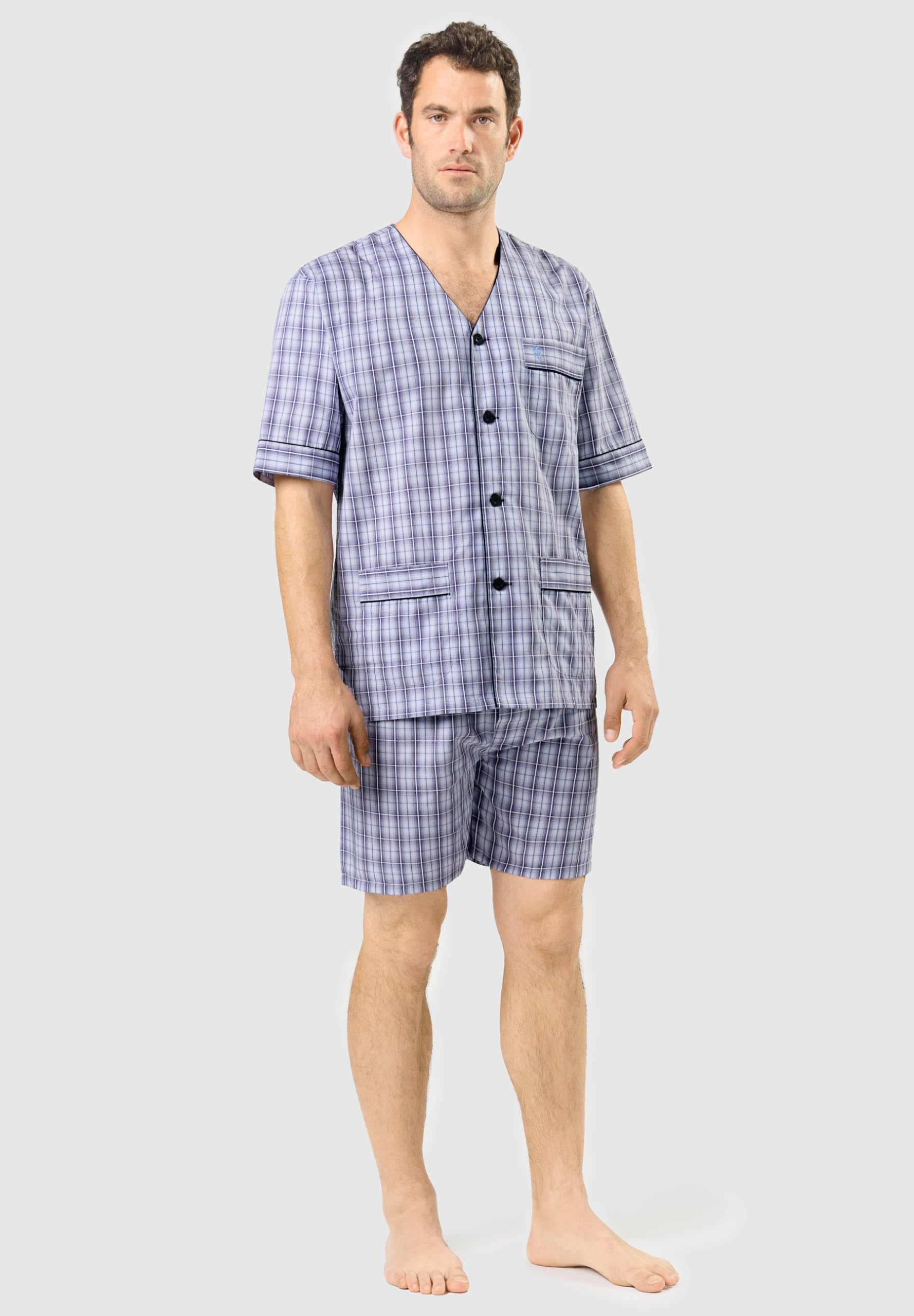 El Búho Nocturno Pigiama Uomo Estate Manica Corta Tessuto Cotone Classico o Pigiama Uomo Corto Maglia a Righe