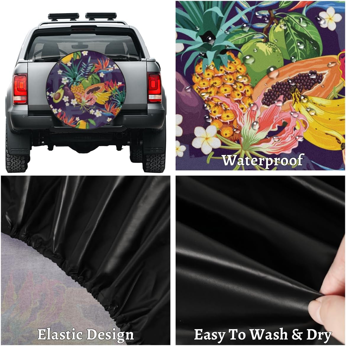 Fruit Party Tire Covers Portable Spare Tire Cover Soft Durable Waterproof Dustproof Set of 4 Bags 14 Inches for Car Truck SUV Trailer Camper
