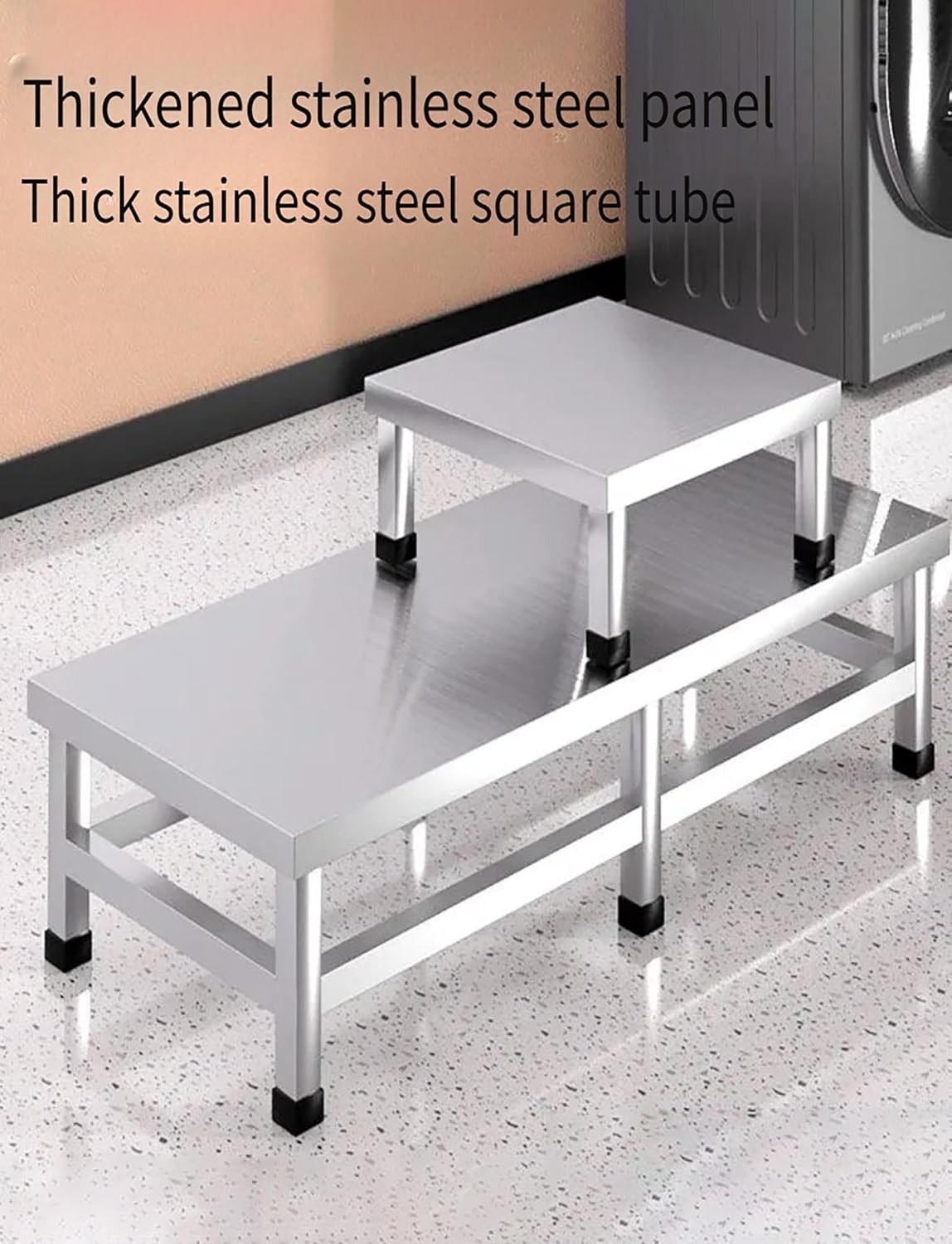 Stainless Steel Dunnage Rack - 20cm/7.9in Height, Heavy-Duty Food Service Storage Shelves for Restaurants & Kitchens, Commercial Floor Rack (90x40x20cm)