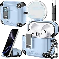 Vista 67 de Inesore Funda para AirPods Pro 3 (2025) con soporte para teléfono y kit de limpieza, compatible con MagSafe, cubierta de bloqueo automática