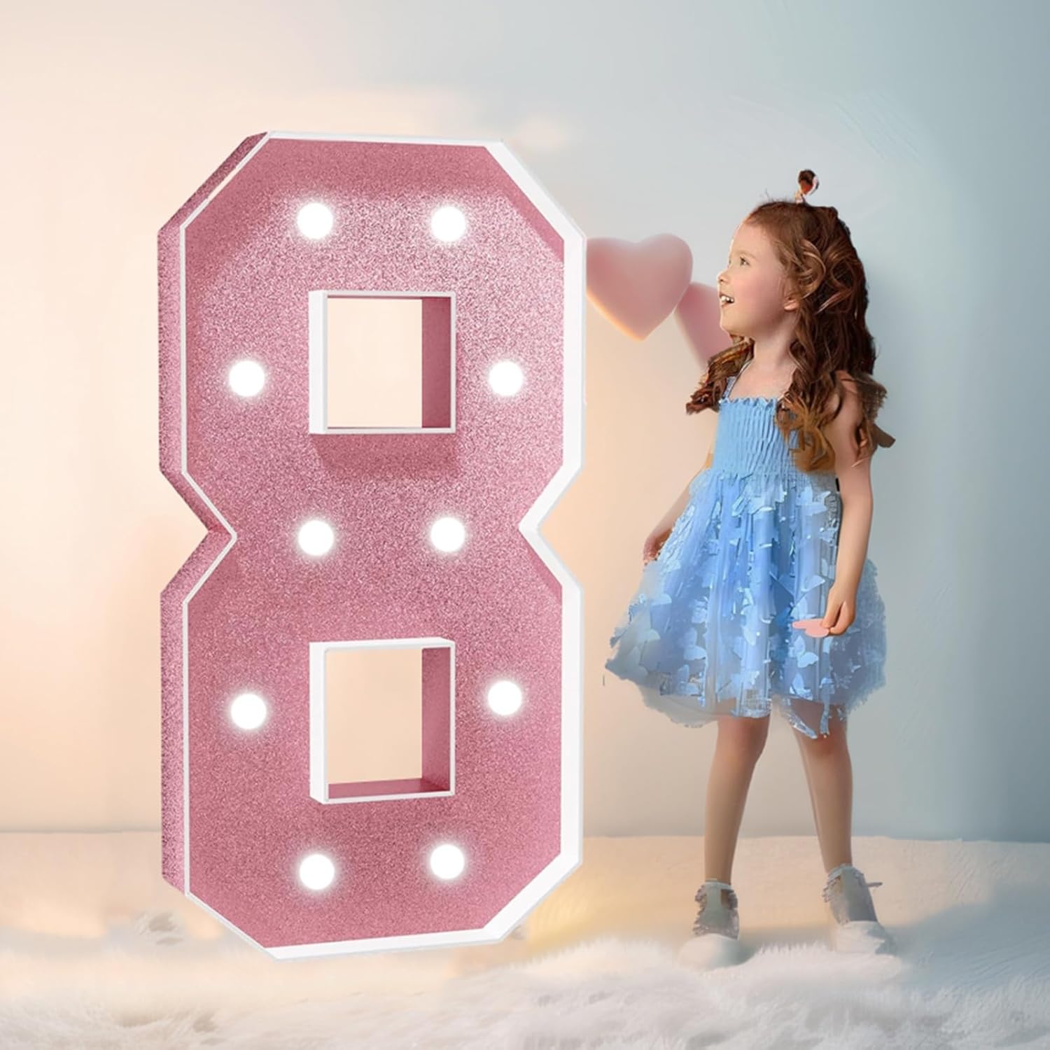 Marquee Light Up Numbers for 1st 16th 21st Birthday Decorations 10th Anniversary Party Decor Large Numbers DIY Pre-Cut Foam Board Kit Mosaic Numbers(Color:Number 8,Size:120cm/4FT)