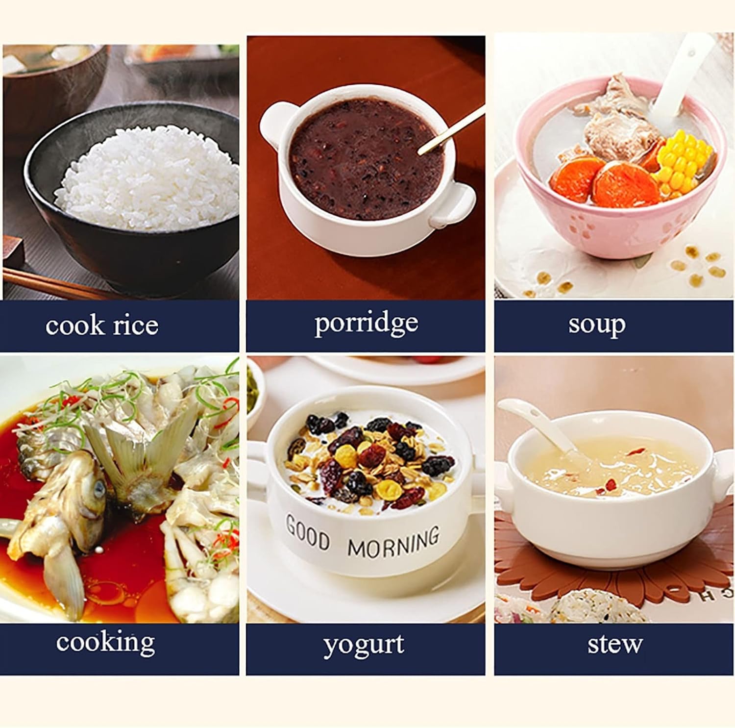 Rice Cooker with Steamer (3-6L) Home old fashioned Rice Cooker, Automatic Thermal Insulation,Non-stick Inner，for 2-10 People 220-240V US/EU(4L)