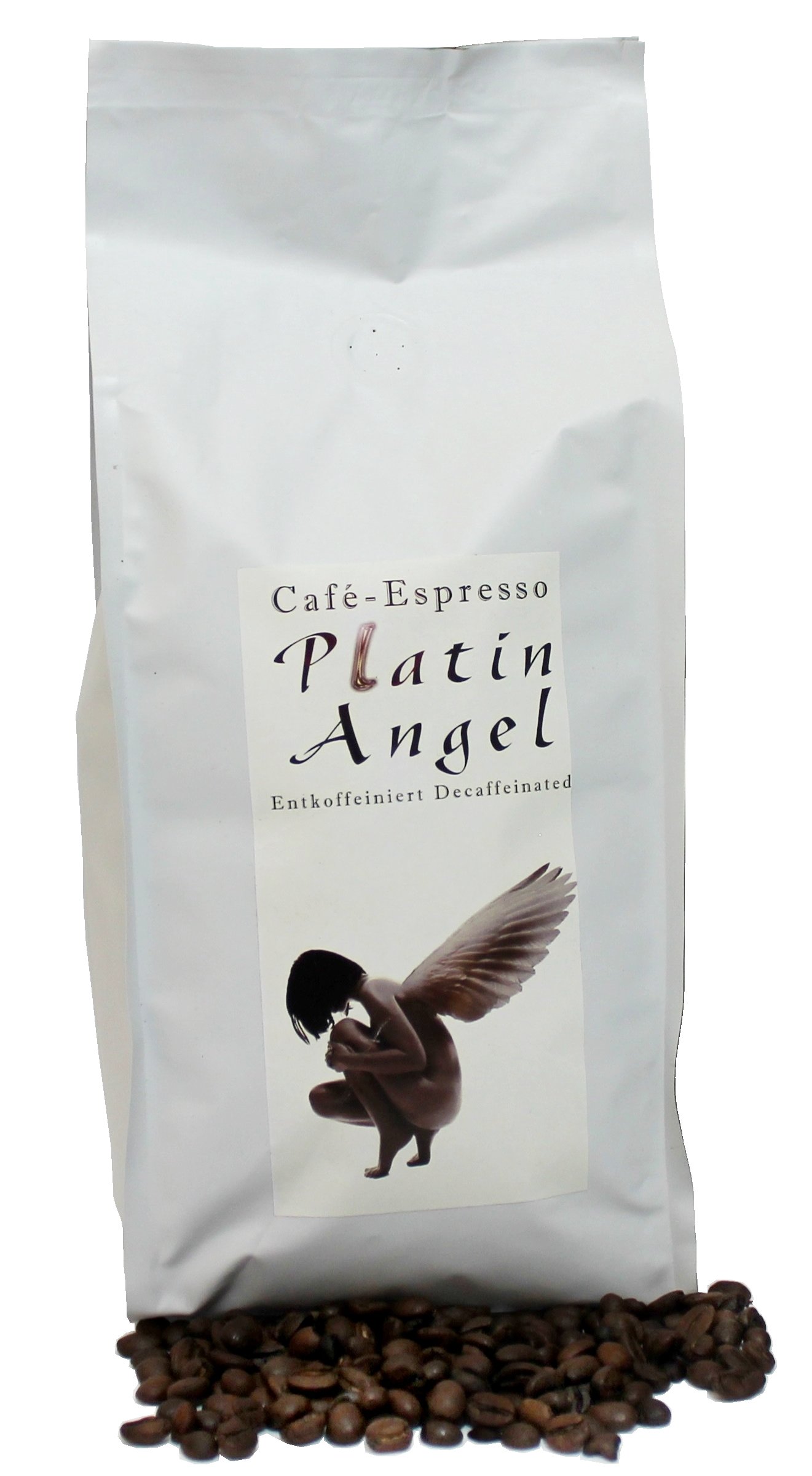 Espresso/café - granos de café descafeinado "Platin Angel" (4 x 1000 g, Molido)