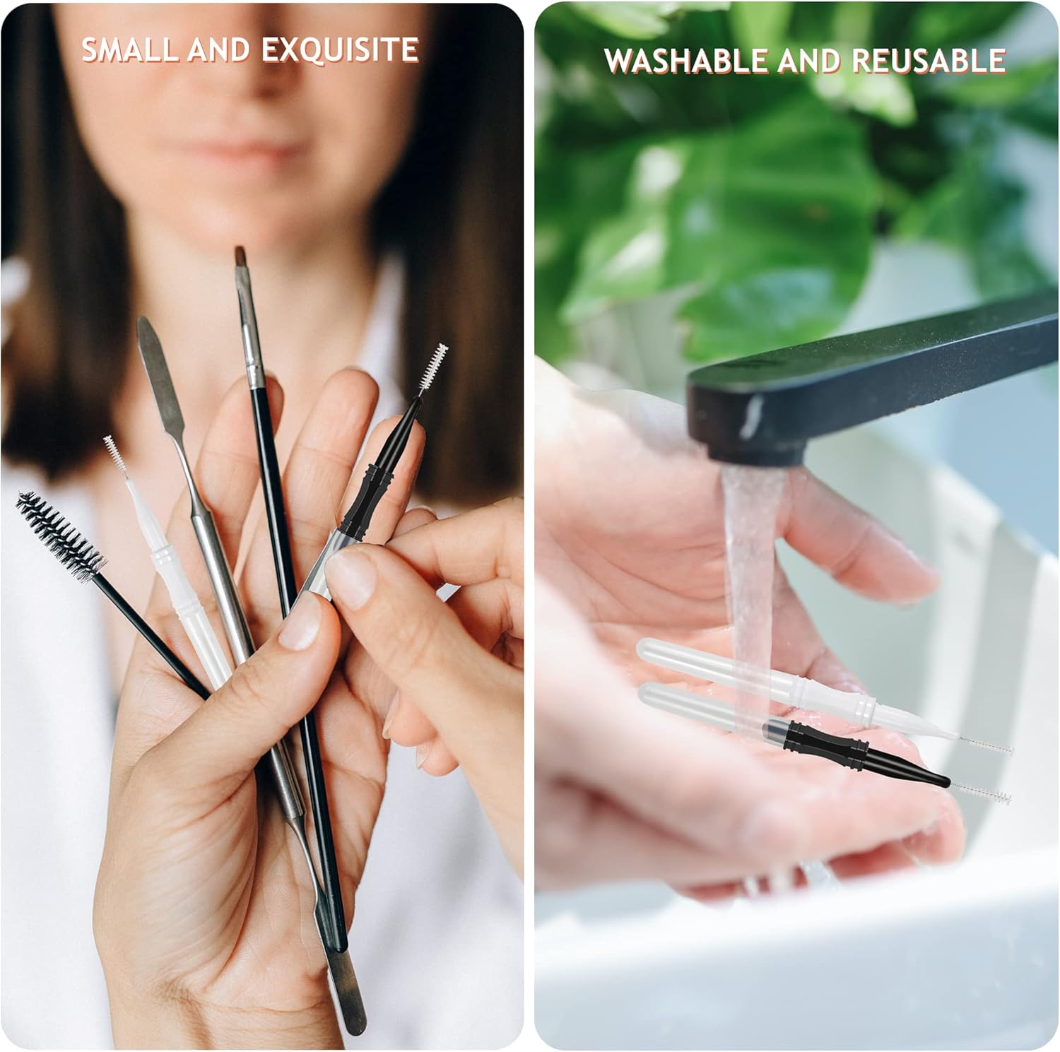 Micro Eyebrow Brush Kit - 2 Size Eyebrow Linat & Spoolie Brushes for