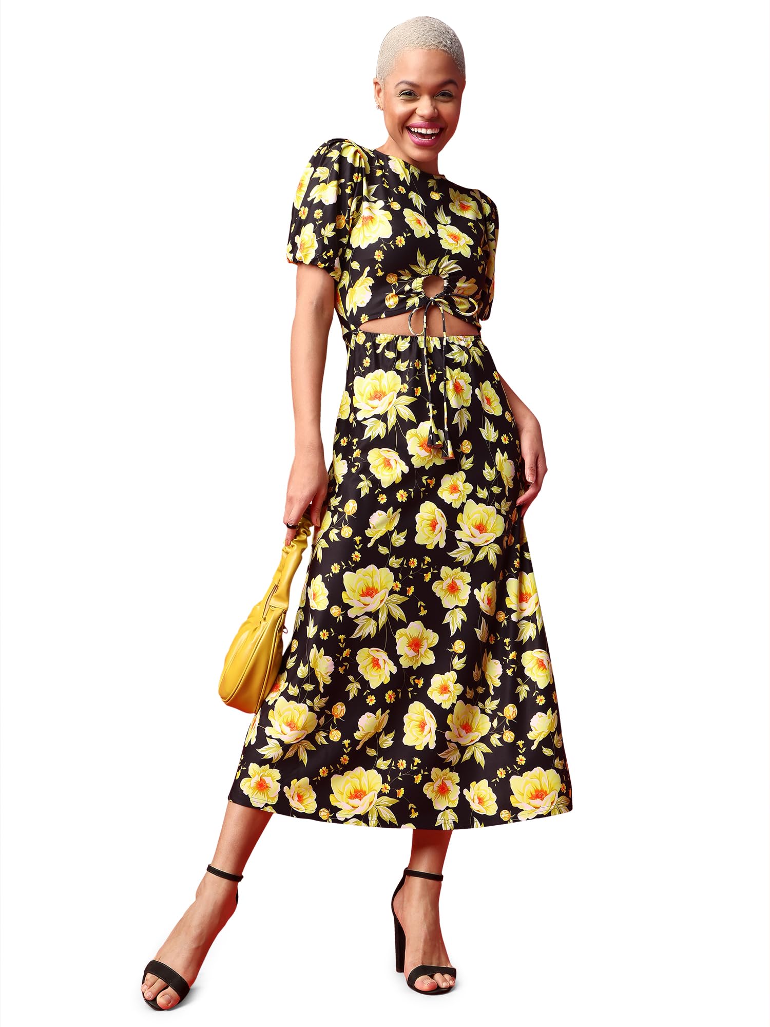 Purvaja Womens Fit & Flare Maxi Length Dress (Wini-103-Lizzie_Black_Large)