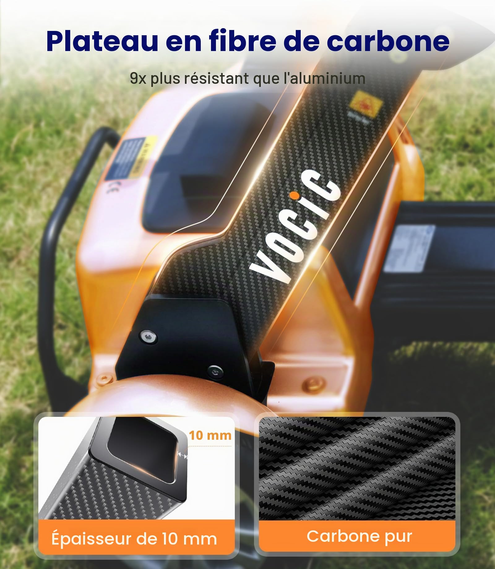 VOCIC D71 Scooter électrique Pliable et léger pour Les Personnes âgées | 21 kg fibre de carbone, avec cadre réglable en longueur jusqu'à 150 kg, pliable, certification avion 20 KM, 5 ans orange