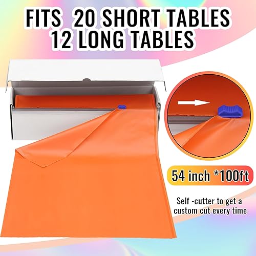 Miniatura 3 de Preboun 6 manteles de plástico con temática de arco iris, desechables, coloridos, de 54 pulgadas x 100 pies, para carnaval, circo, fiesta, boda,