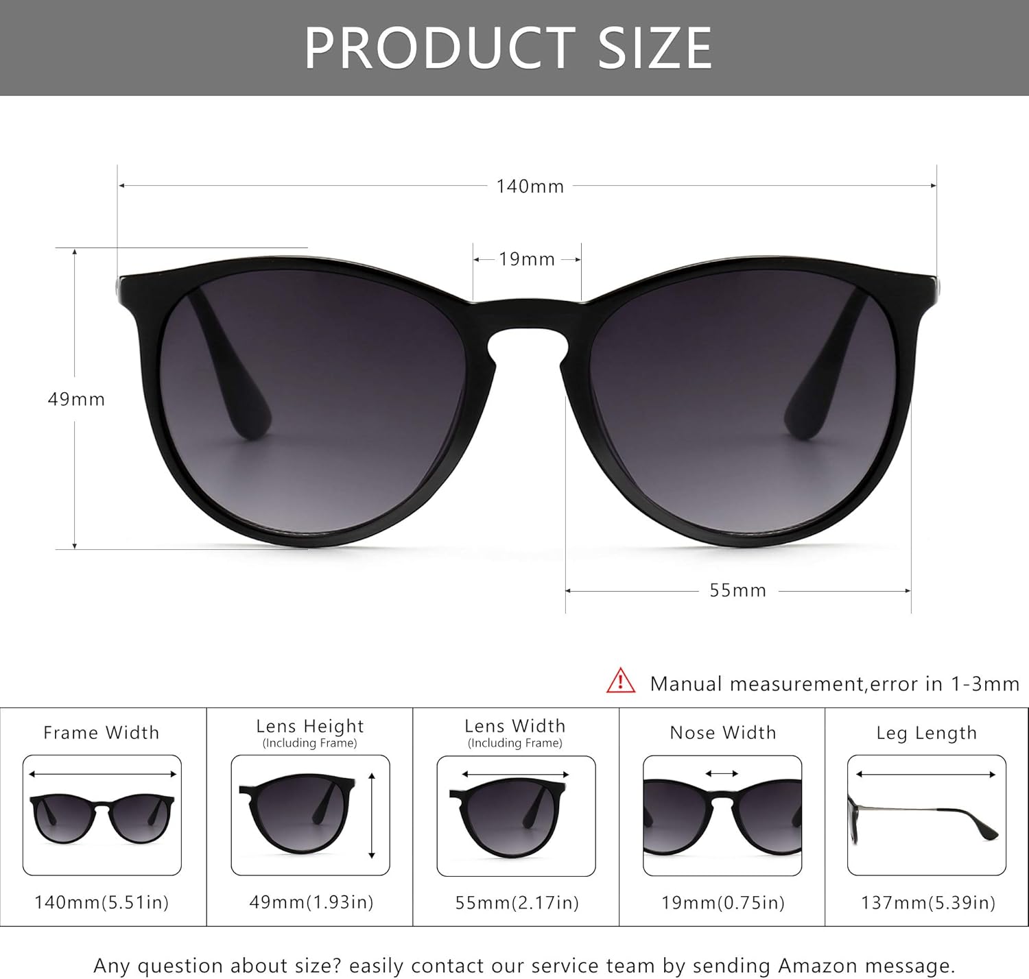 SUNGAIT Vintage Round Sunglasses for Women Men Classic Retro Designer Style Black Frame(glossy Finish)/Gray Gradient Lens