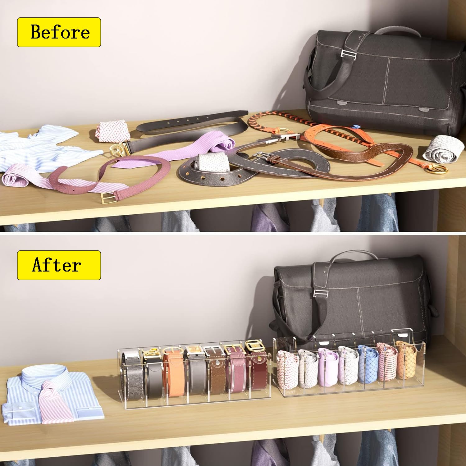 Organizador De Almacenamiento para Cinturón, Caja De Almacenamiento para Cinturón, Caja De Cinturón Transparente, con Compartimento, para Joyas, Relojes, Maquillaje, Cosméticos